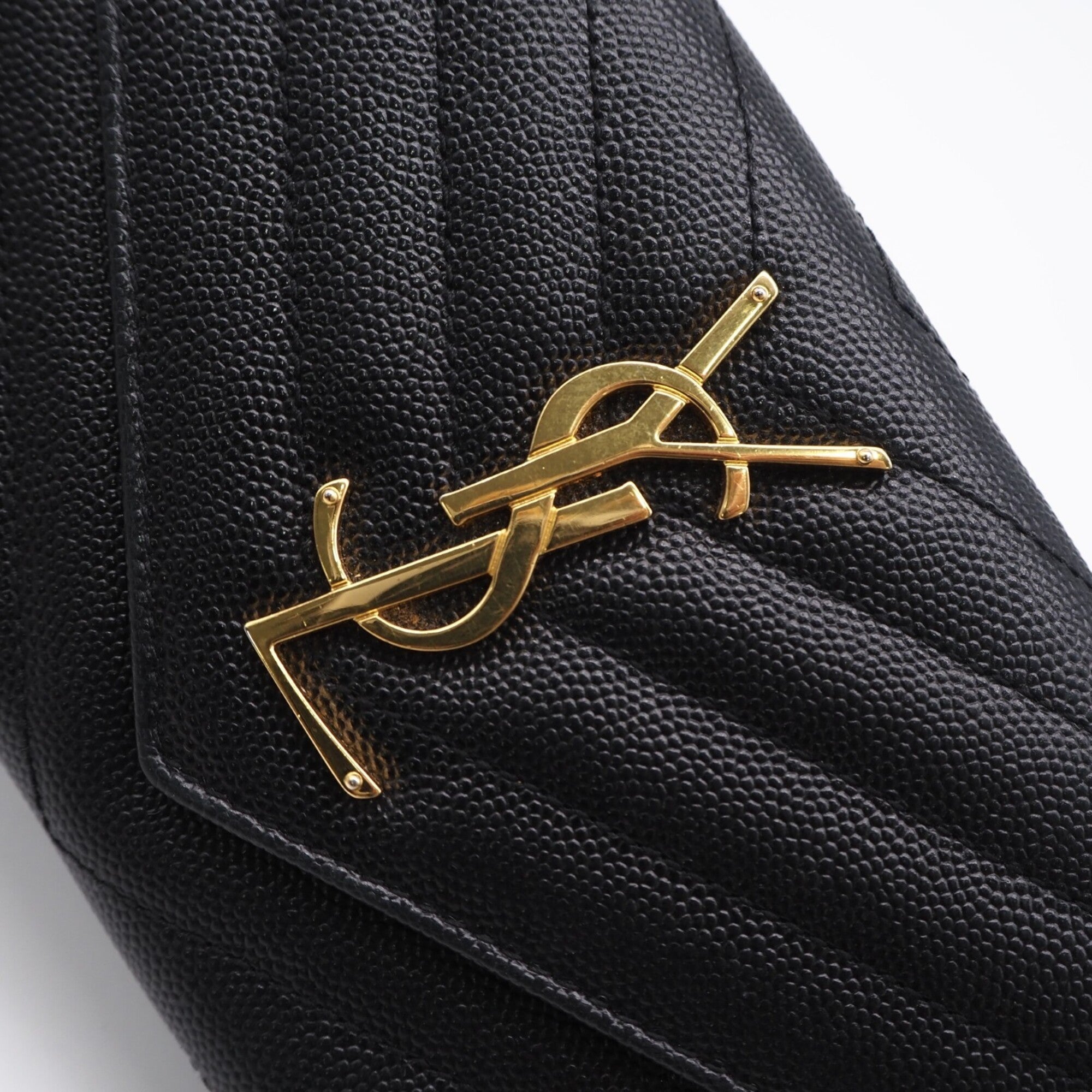 Saint Laurent Black Leather Long Wallet (Bi-Fold) (Pre-Owned)