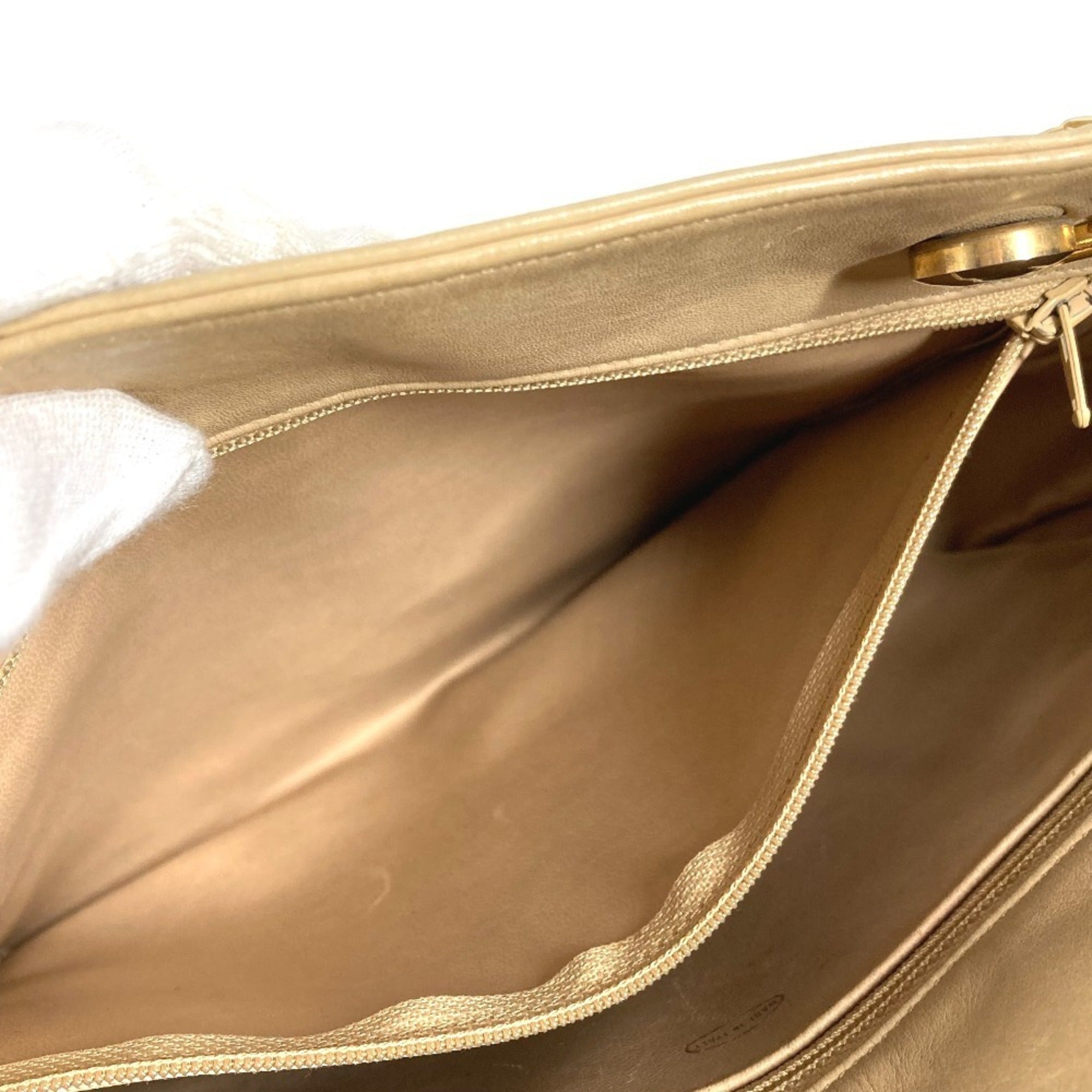 Chanel Beige Leather Shoulder Bag Tote Bag (Pre-Owned)
