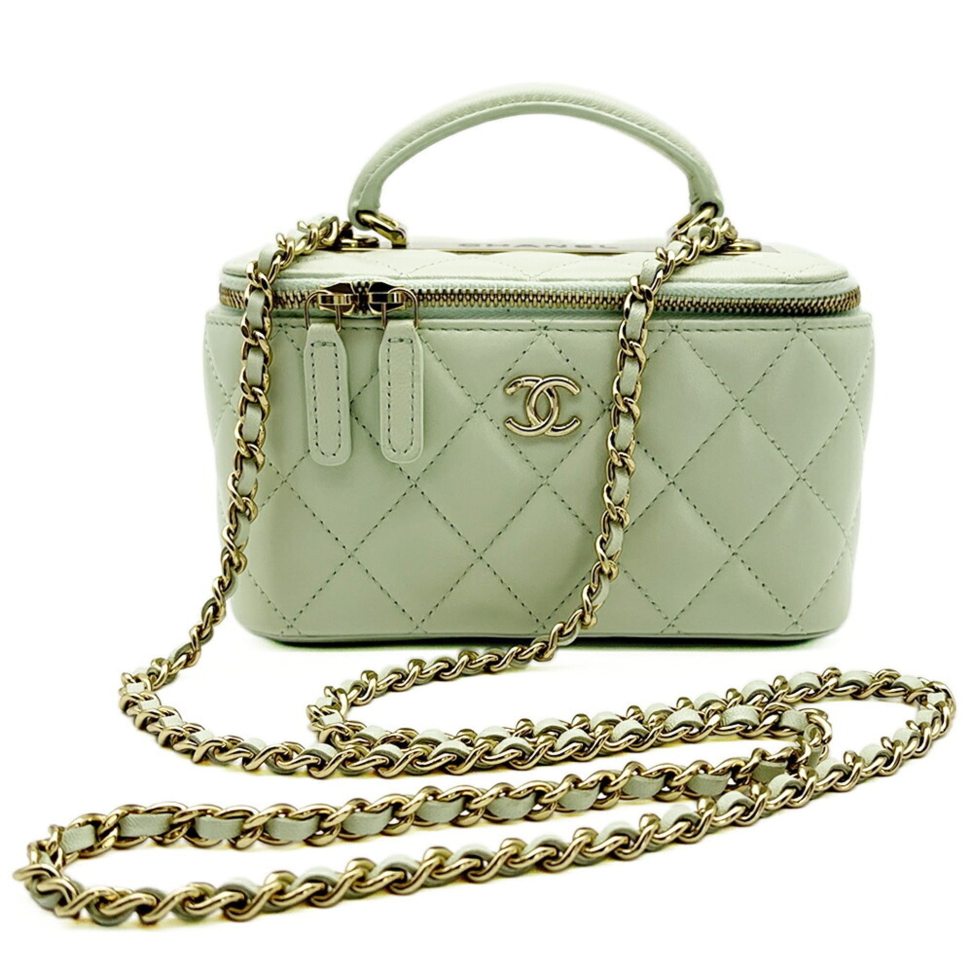 Chanel Light Green Leather Shoulder Bag (Pre-Owned)