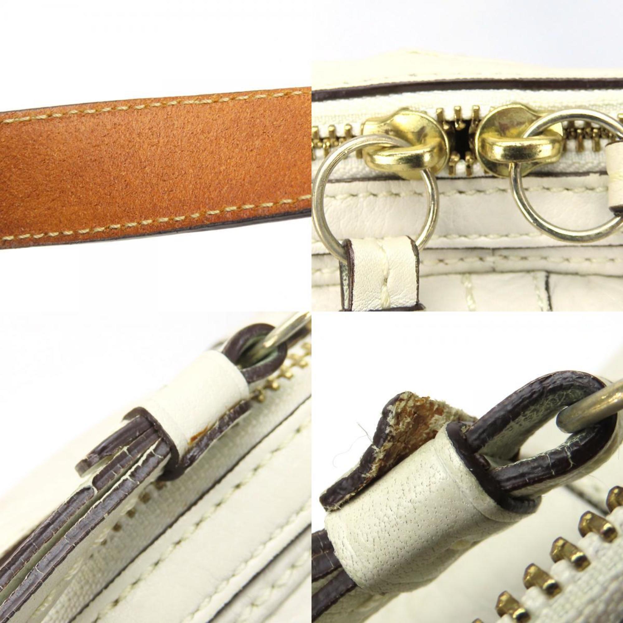 Coach Brown White Leather Tote Bag (Pre-Owned)