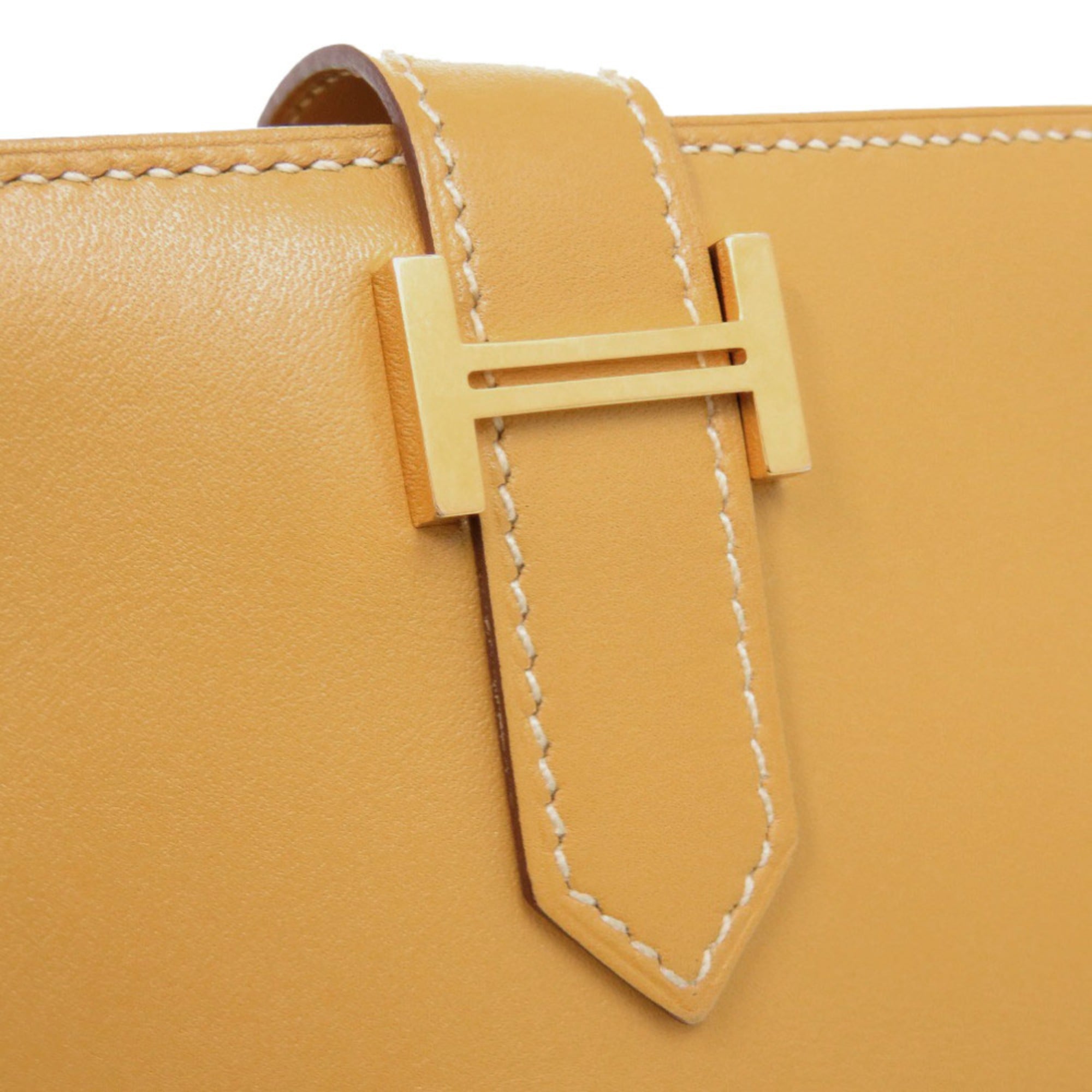 Hermes Yellow Tadelakt Leather Long Wallet (Bi-Fold) (Pre-Owned)