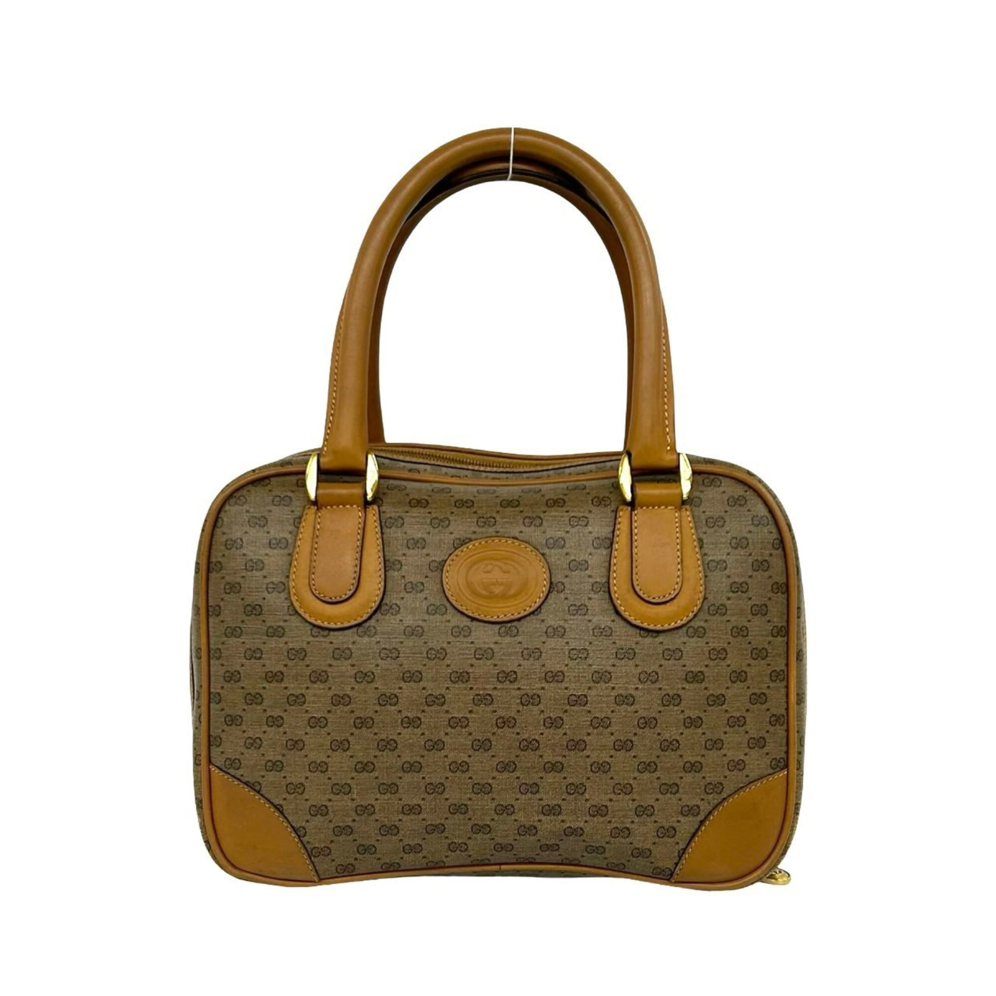 Gucci Brown Leather Pvc Boston Bag Handbag (Pre-Owned)