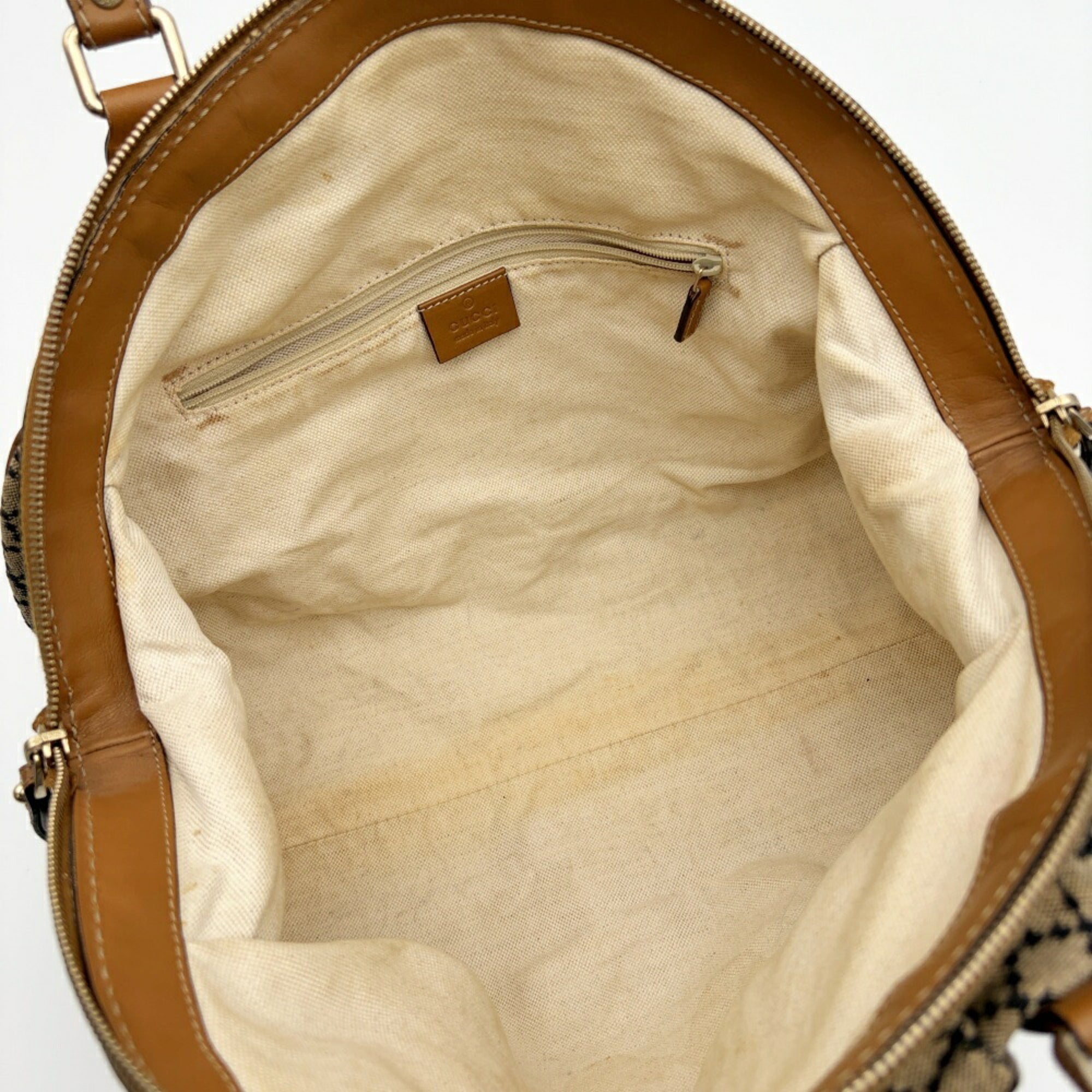 Gucci Brown Canvas Leather Shoulder Bag (Pre-Owned)