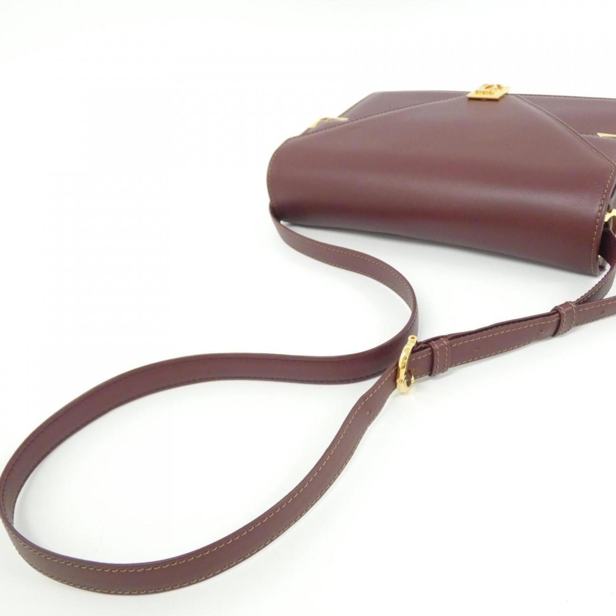 Cartier Bordeaux Leather Shoulder Bag (Pre-Owned)