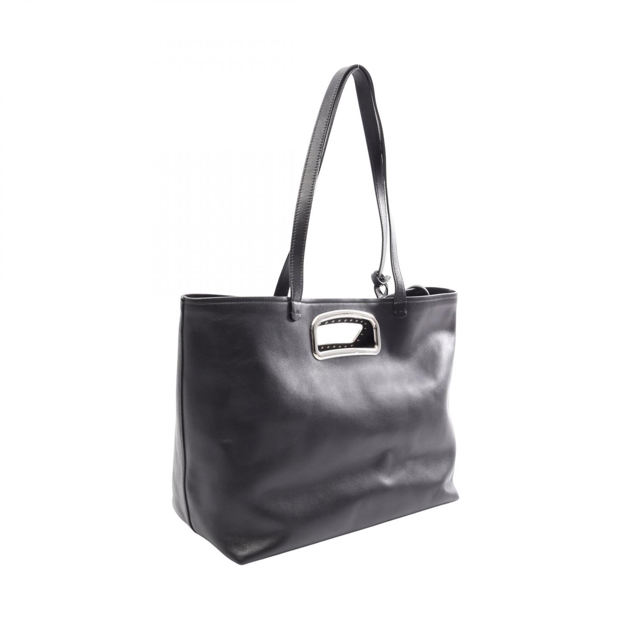 Prada Black Leather Handbag Pouch Tote Bag (Pre-Owned)