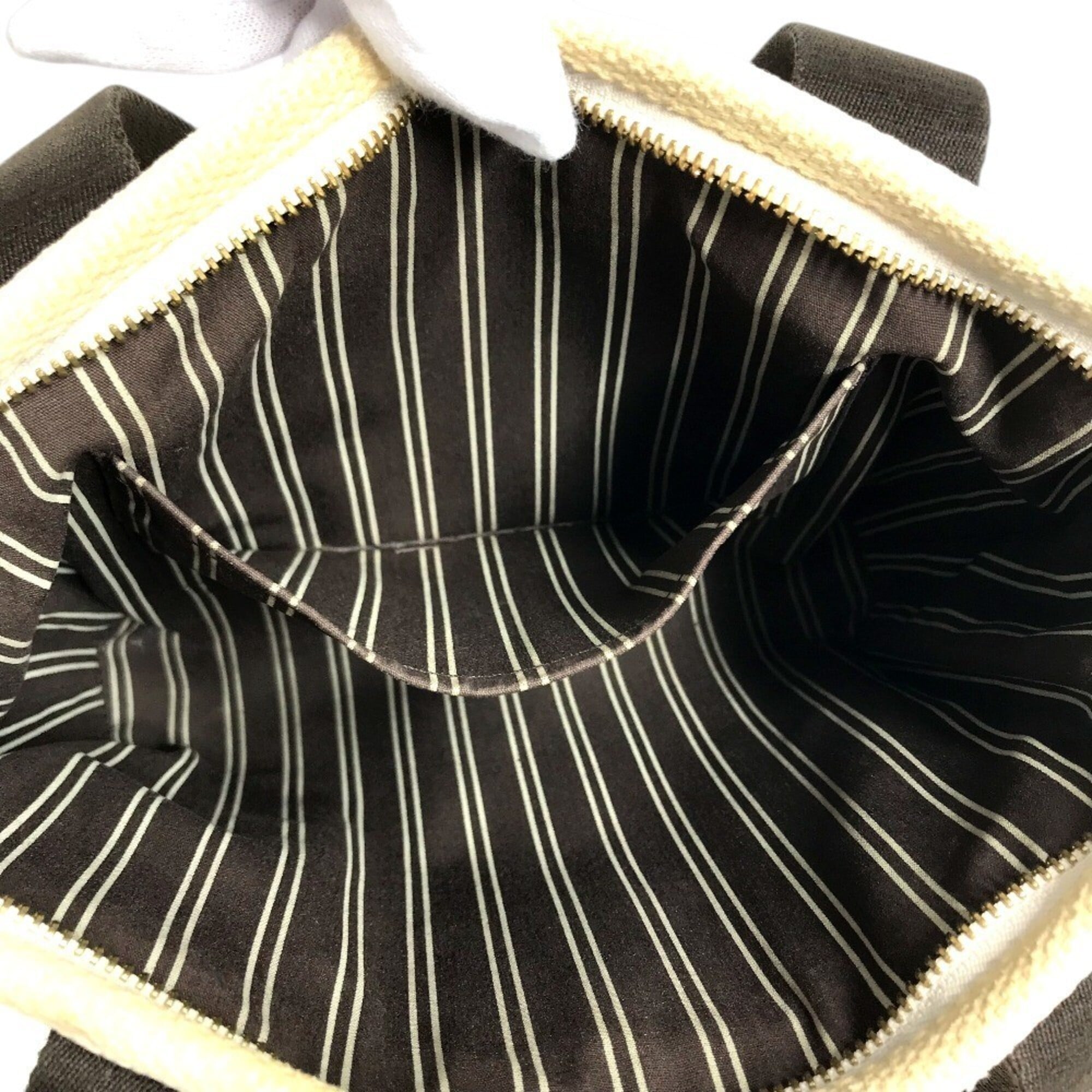 Louis Vuitton Brown White Cotton Handbag Tote Bag (Pre-Owned)