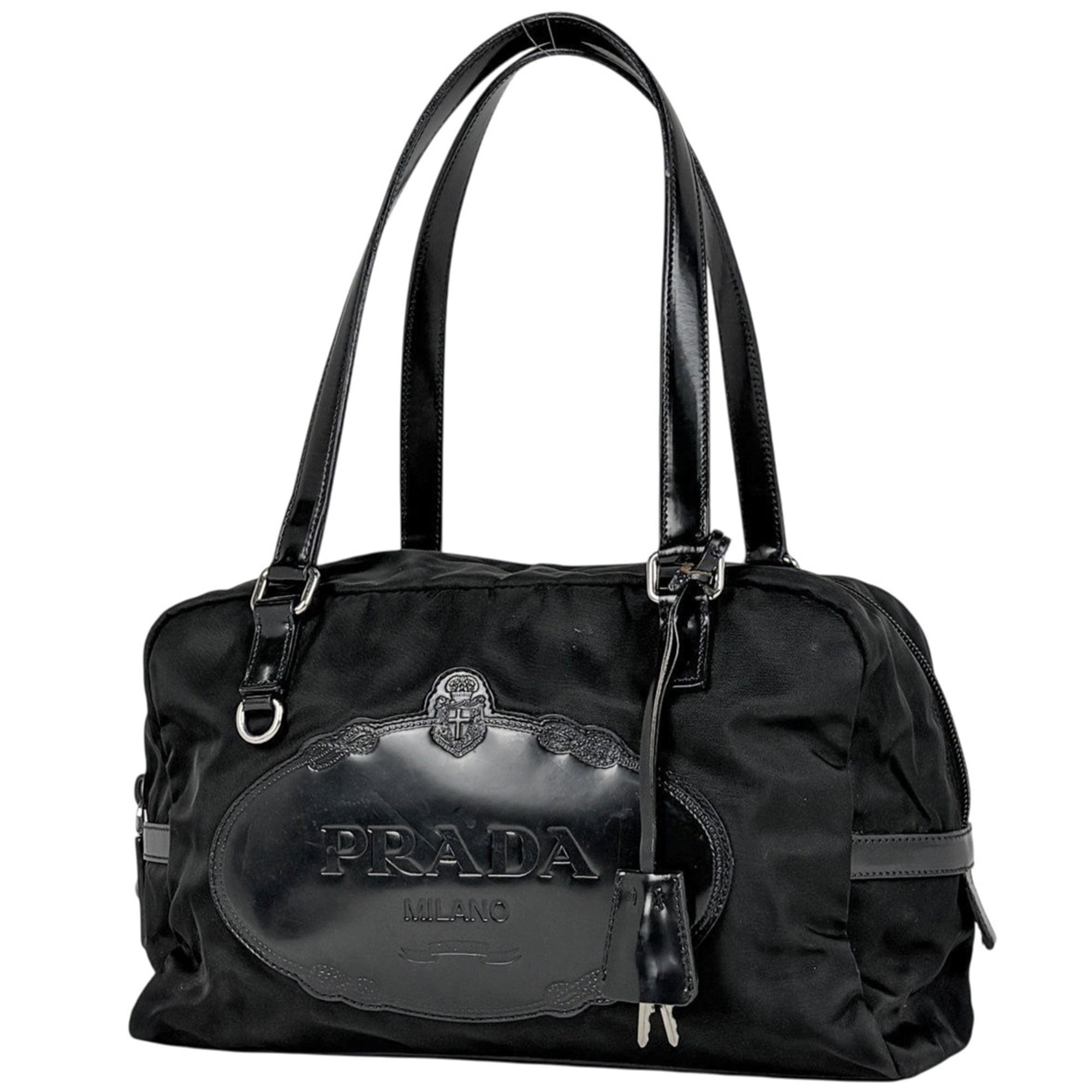 Prada Black Nylon Leather Handbag (Pre-Owned)