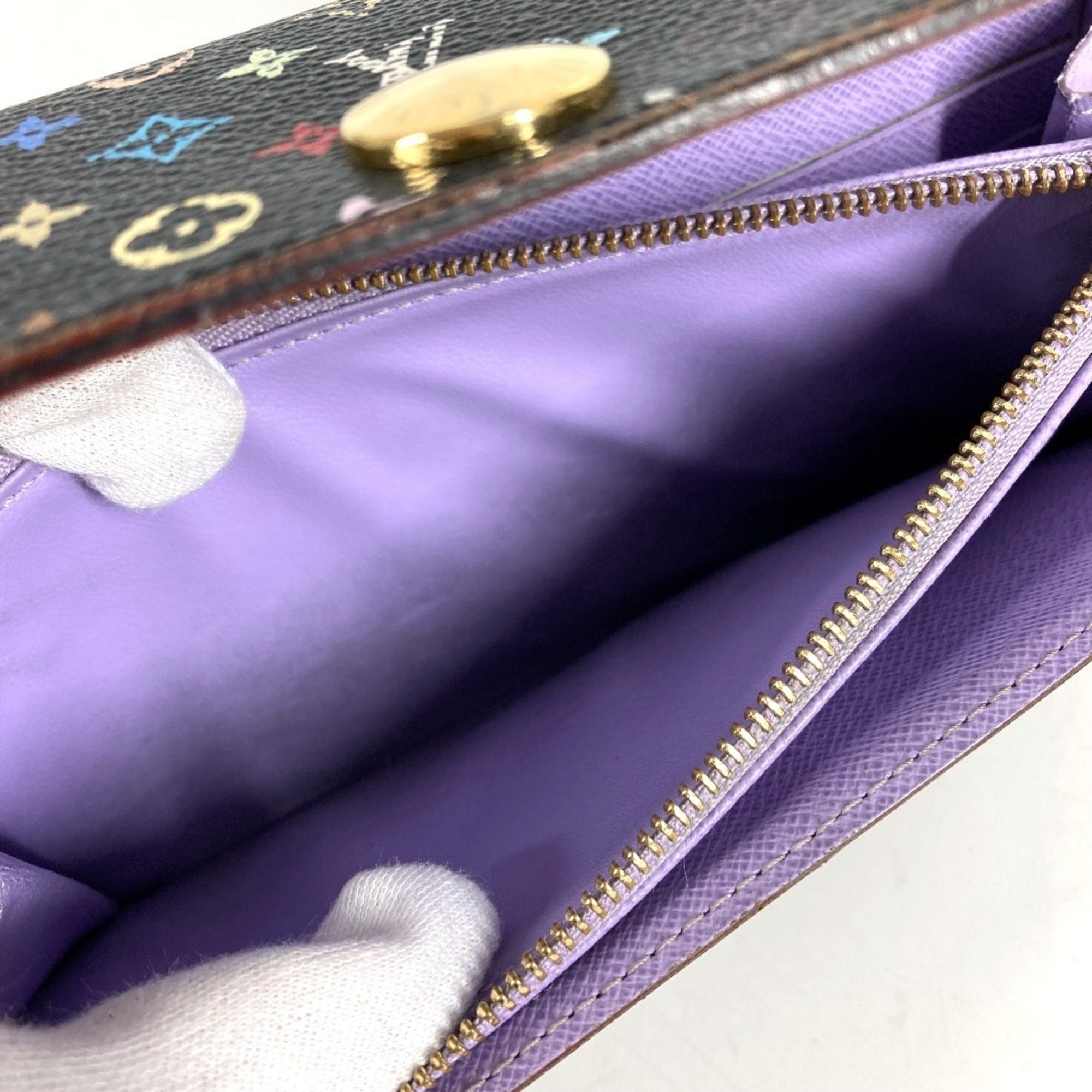 Louis Vuitton Black Multi-Color Purple Monogram Multicolore Canvas Long Wallet (Bi-Fold) (Pre-Owned)