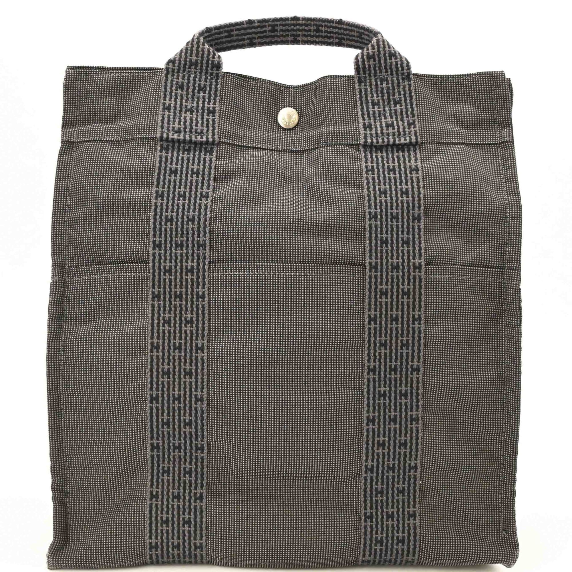 Hermes Her Line Gray Nylon Canvas Backpack (Pre-Owned)