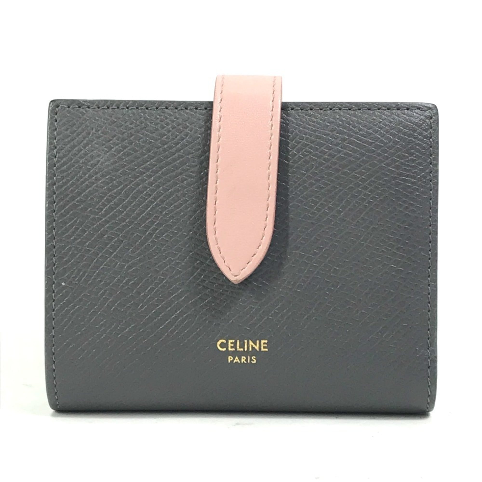 Celine Gray Pink Leather Wallet (Bi-Fold) (Pre-Owned)