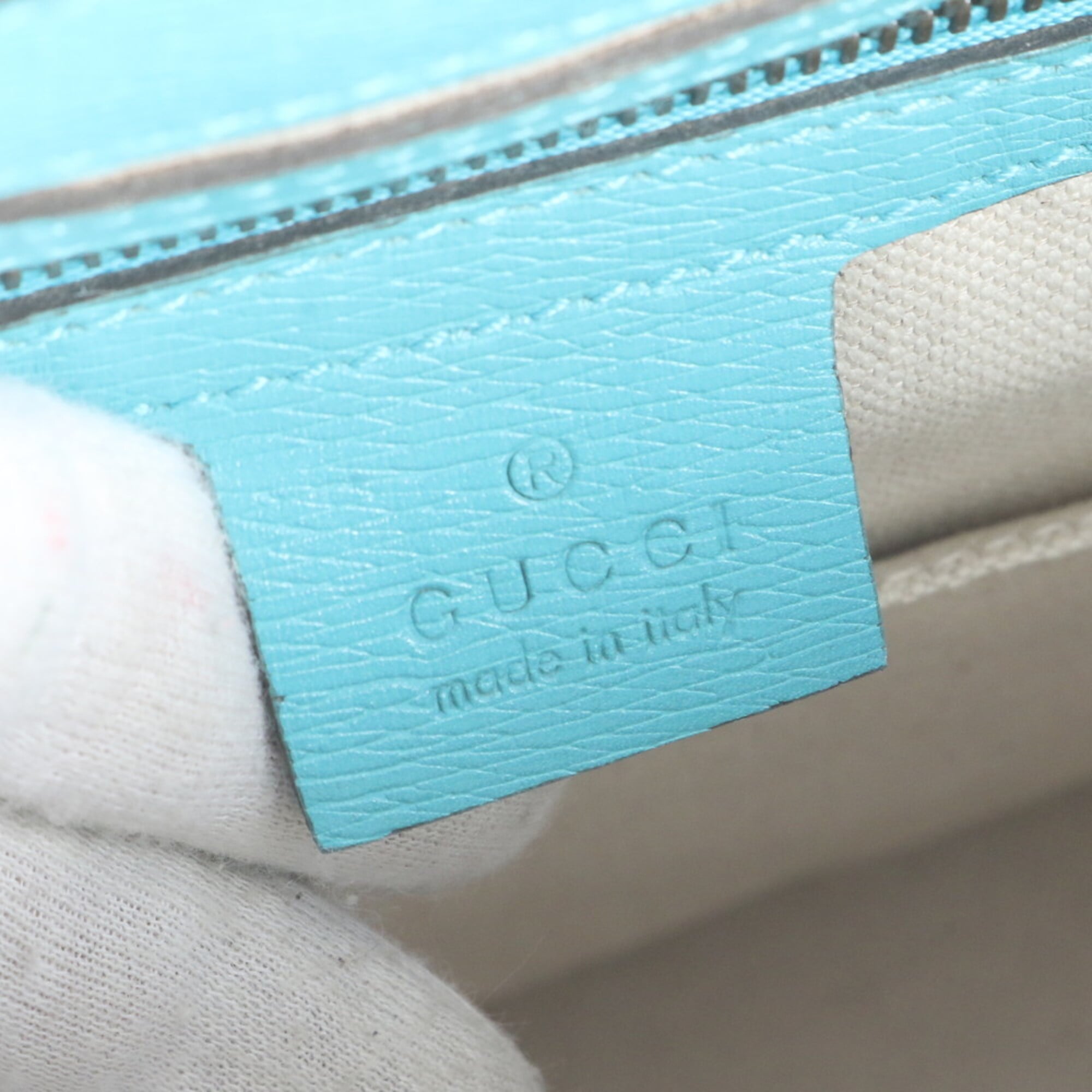 Gucci Blue Turquoise Leather Handbag Shoulder Bag Tote Bag (Pre-Owned)