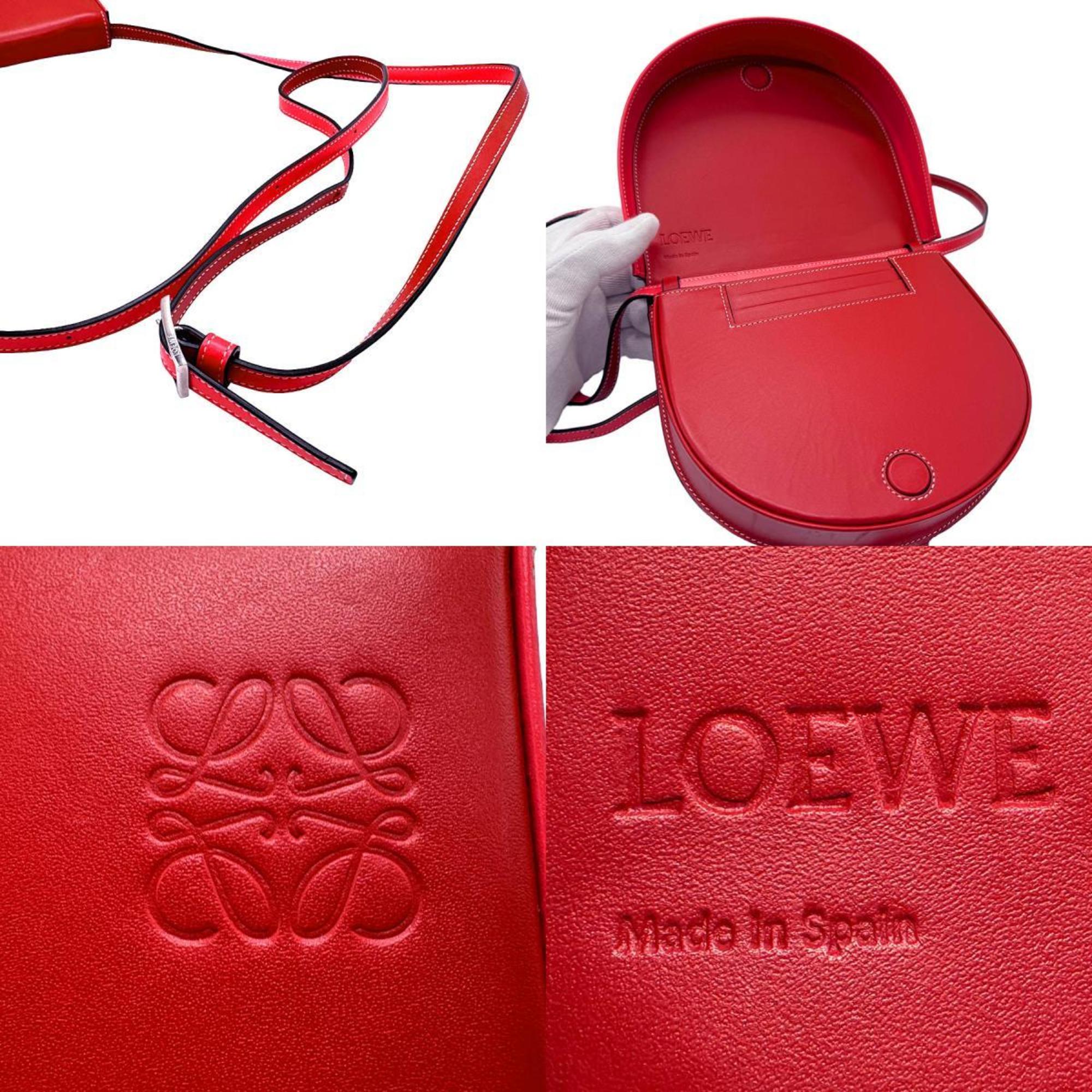 Loewe Pink Red Color Leather Shoulder Bag (Pre-Owned)