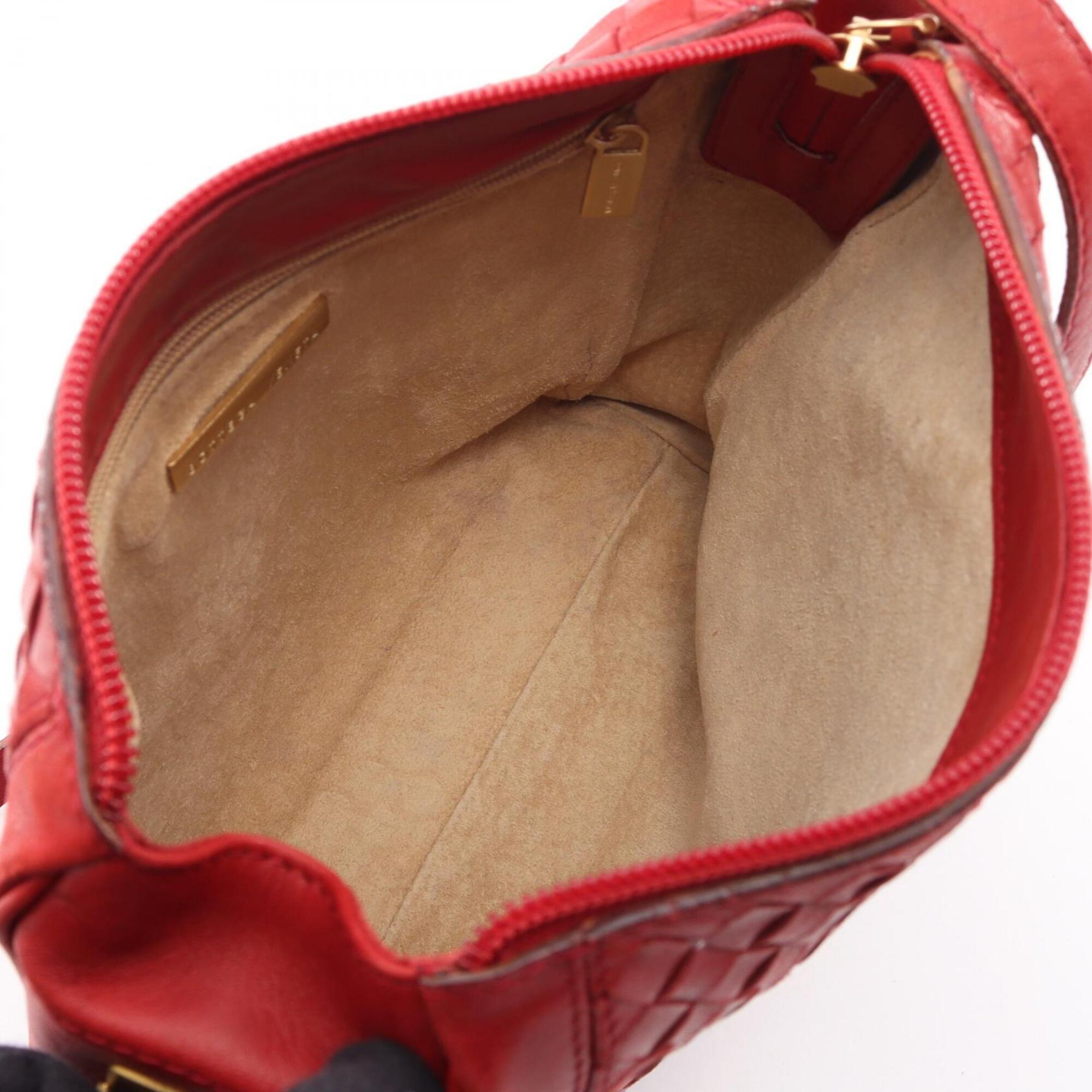 Bottega Veneta Red Color Intrecciato Handbag Shoulder Bag (Pre-Owned)