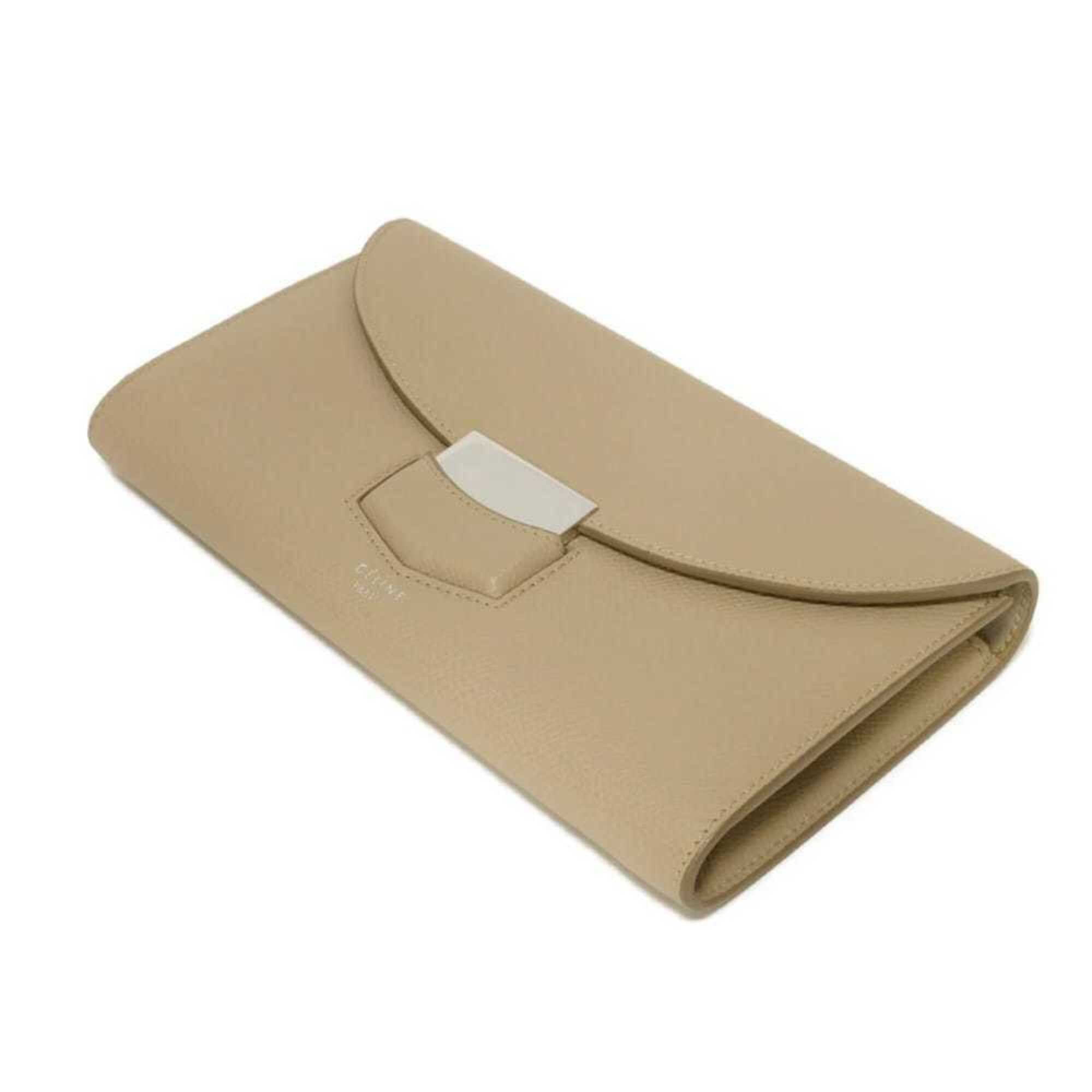Celine Beige Leather Long Wallet (Bi-Fold) (Pre-Owned)