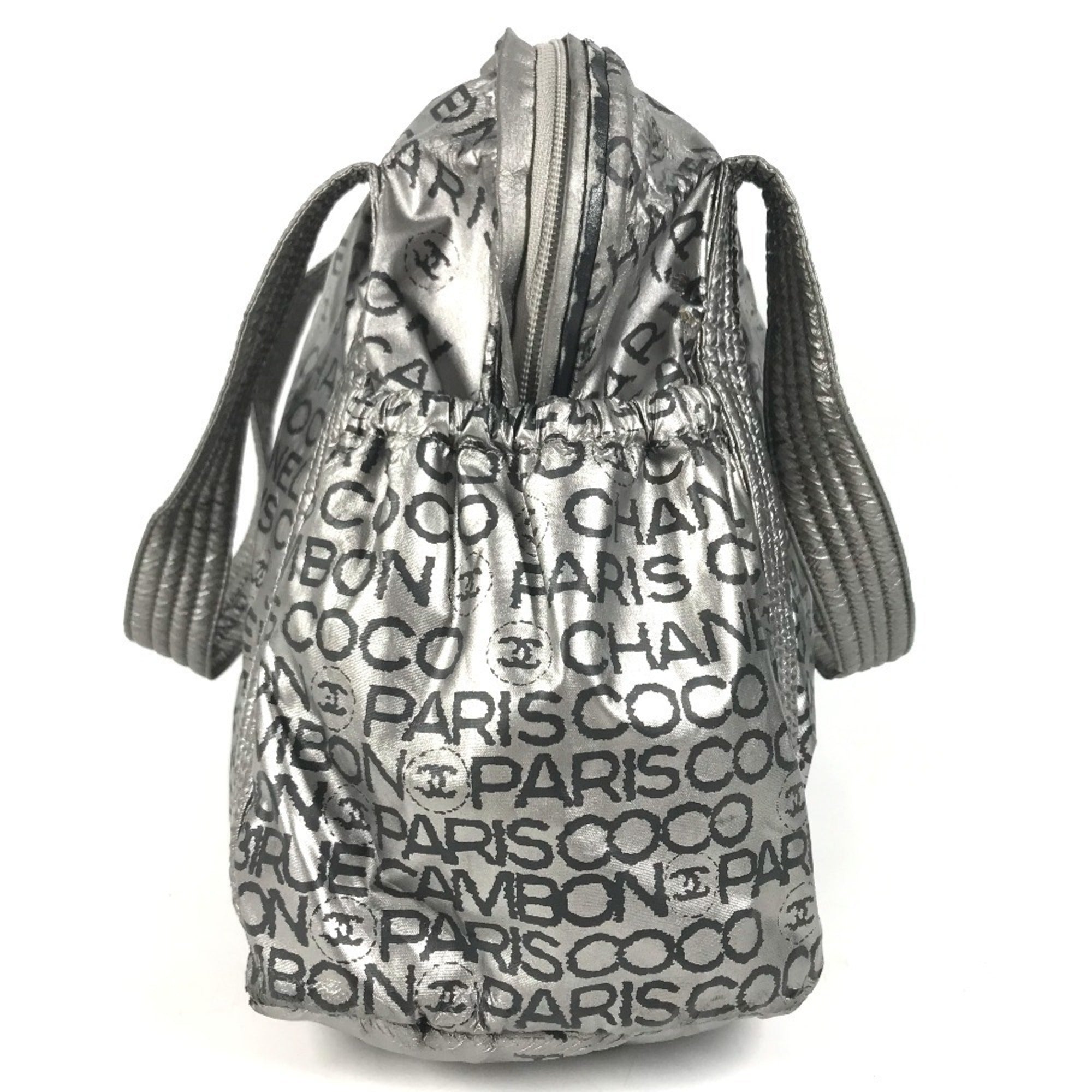 Chanel Unlimited Black Silver Nylon Canvas Handbag Shoulder Bag Tote Bag (Pre-Owned)