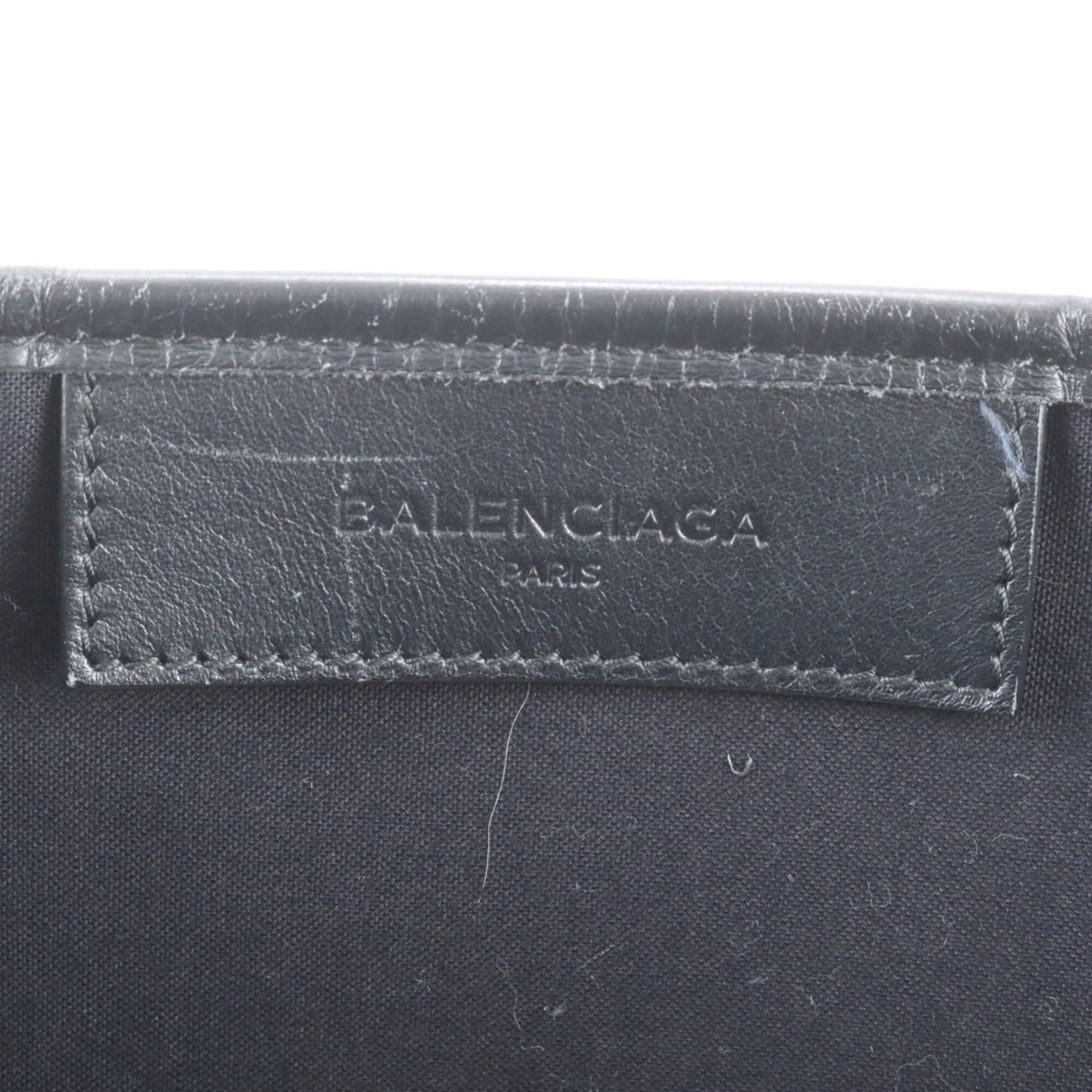 Balenciaga Black White Canvas Leather Handbag Pouch Tote Bag (Pre-Owned)