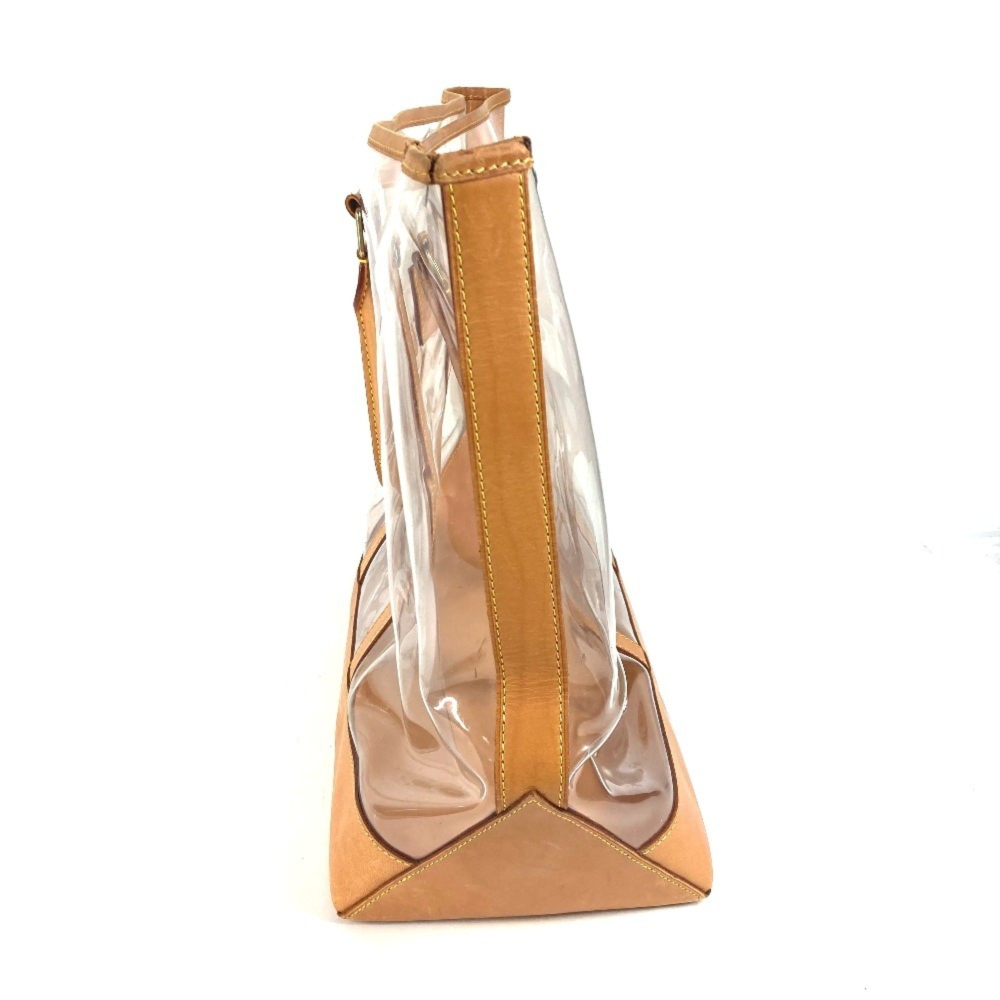 Louis Vuitton Beige Clear Vinyl Leather Shoulder Bag Tote Bag (Pre-Owned)