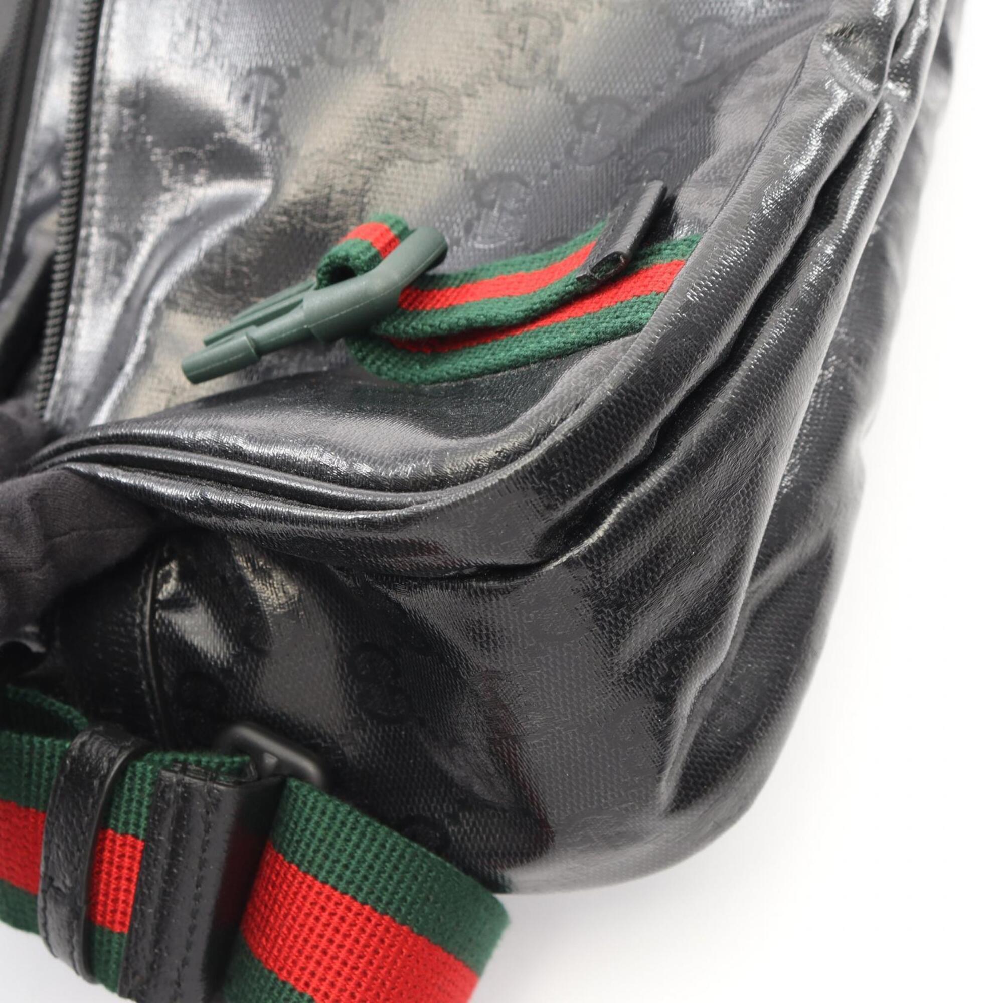 Gucci Black Coated Canvas Leather Handbag Shoulder Bag (Pre-Owned)
