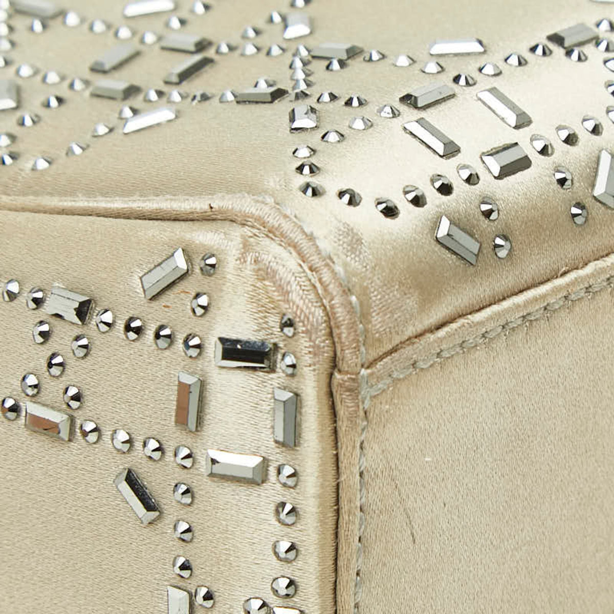 Christian Dior Grayish Satin Handbag Shoulder Bag (Pre-Owned)