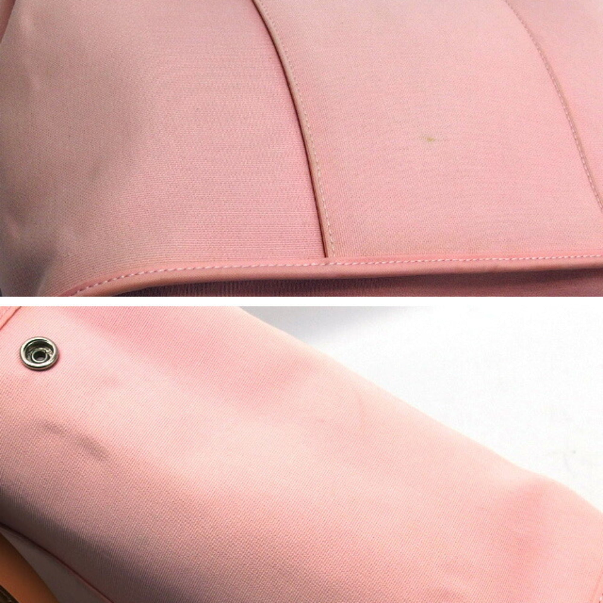 Hermes Cabag Light Pink Toile Officier Handbag Shoulder Bag Tote Bag (Pre-Owned)