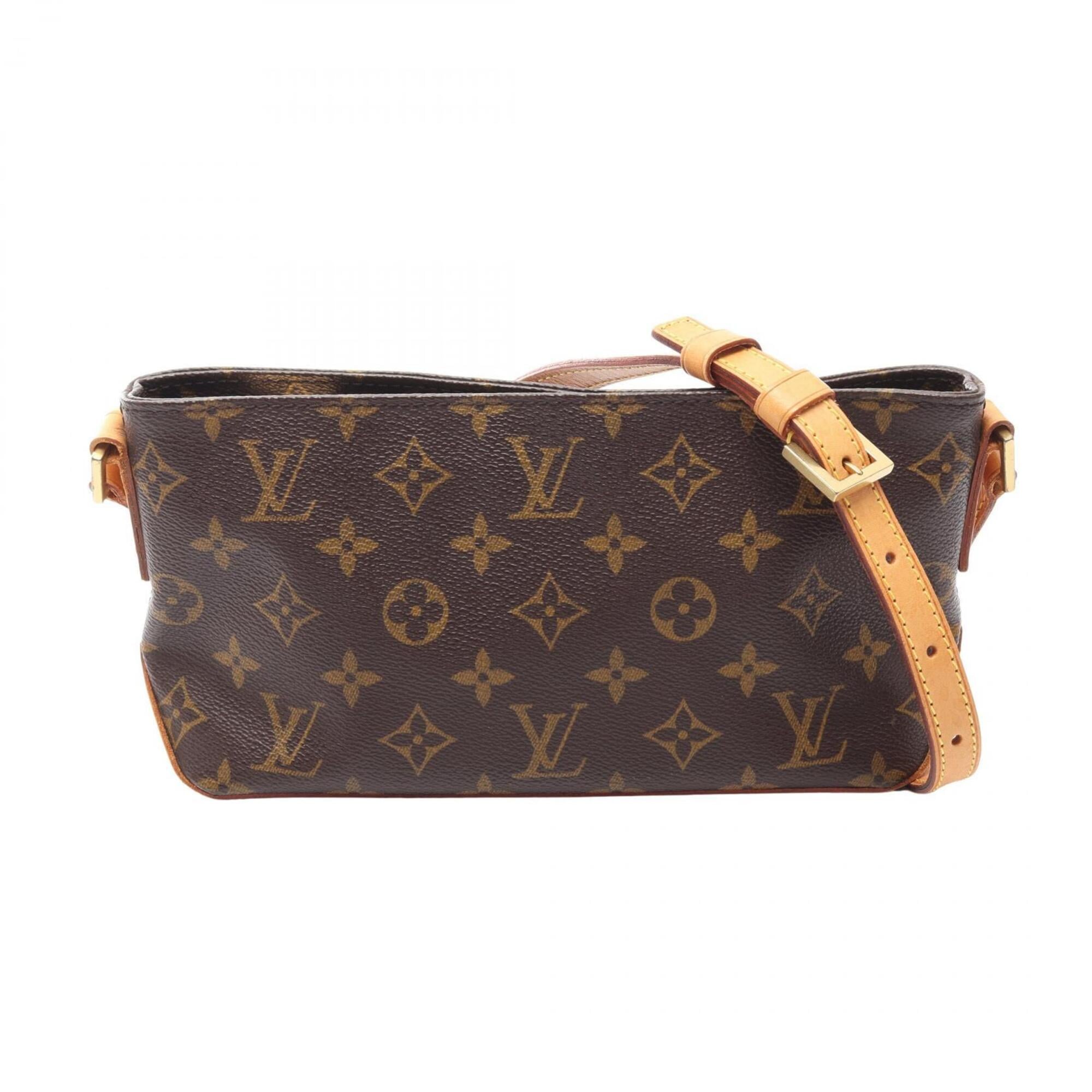 Louis Vuitton Brown Coated Canvas Leather Handbag Shoulder Bag (Pre-Owned)