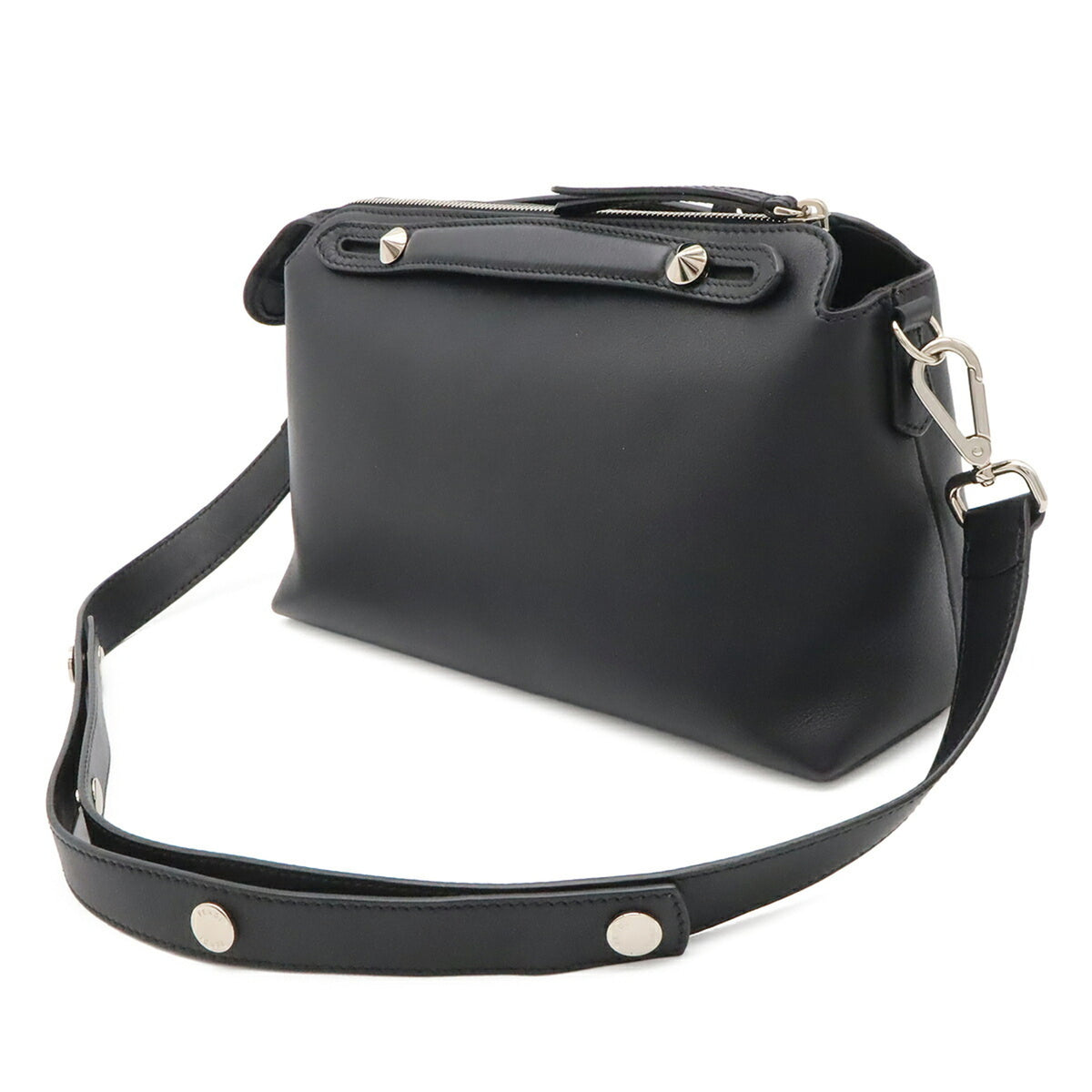Fendi By The Way Black Leather Handbag Shoulder Bag (Pre-Owned)
