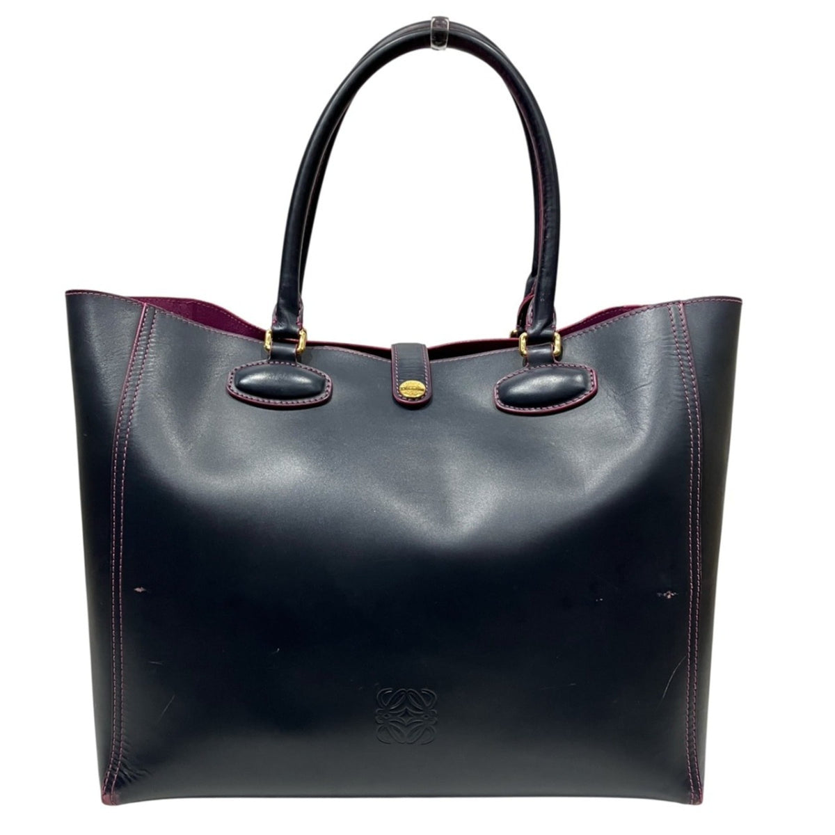 Loewe Dark Navy Pink Leather Pouch Tote Bag (Pre-Owned)