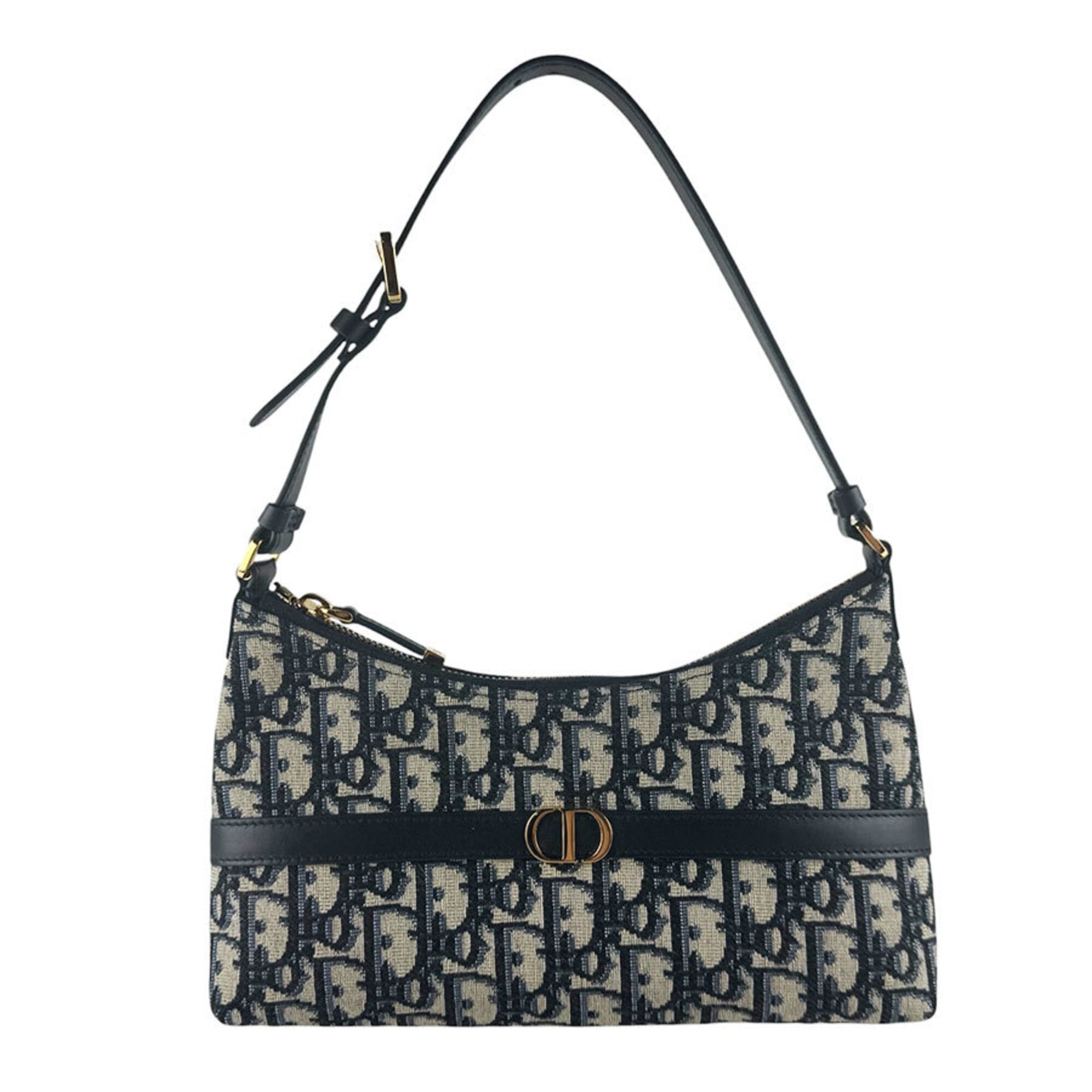 Christian Dior Navy Canvas Leather Shoulder Bag (Pre-Owned)