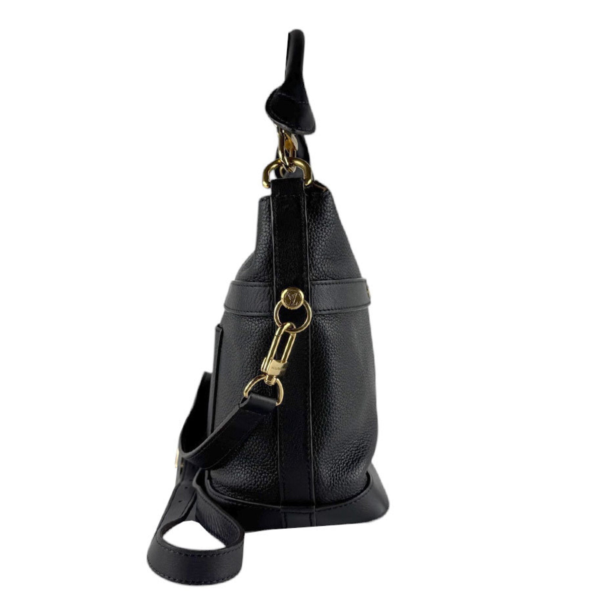 Louis Vuitton Black Leather Handbag Shoulder Bag (Pre-Owned)