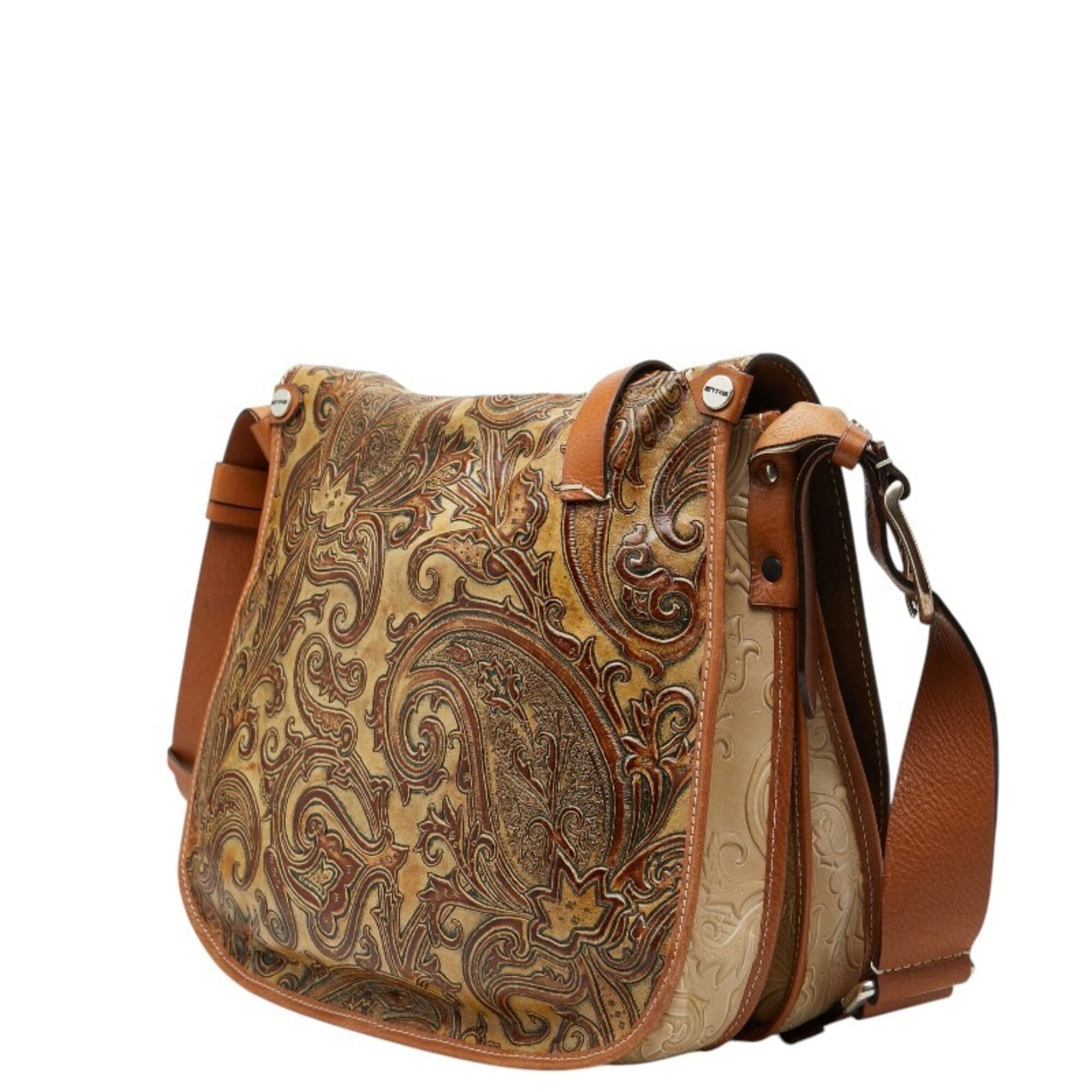 Etro Beige Multi-Color Leather Shoulder Bag (Pre-Owned)