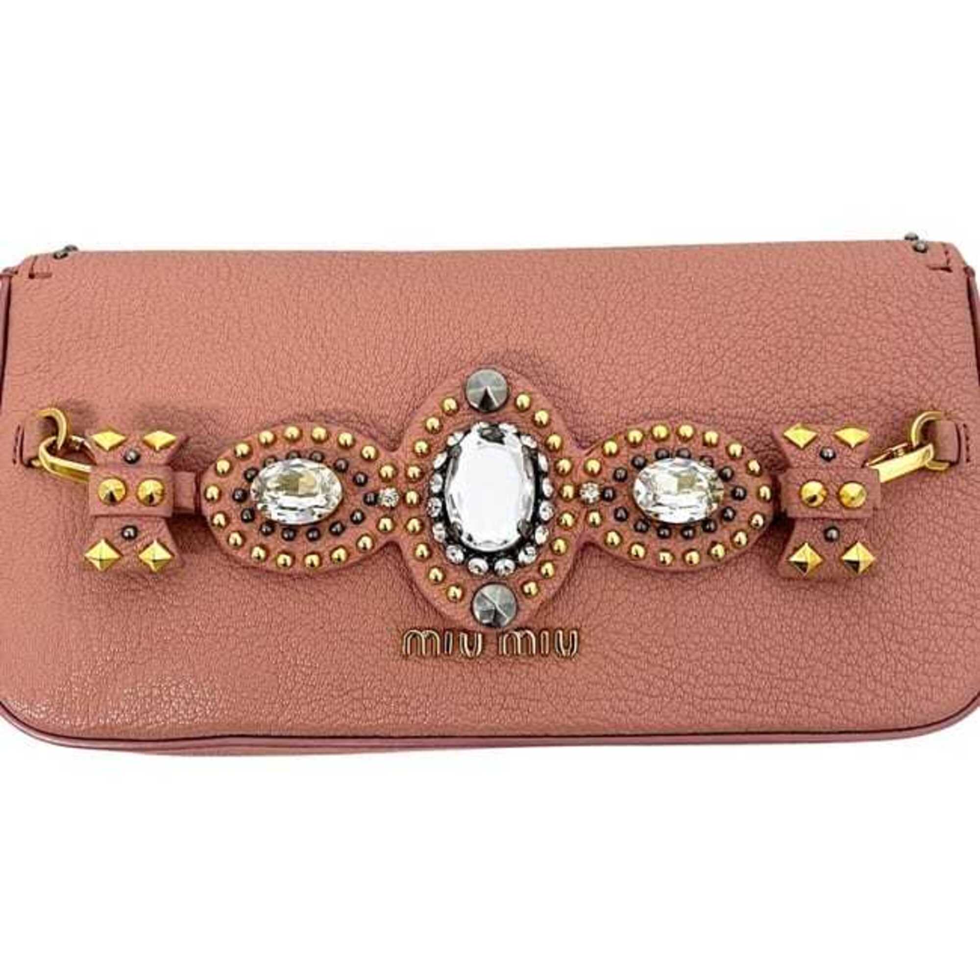 Miu Miu Pink Leather Clutch Bag Handbag (Pre-Owned)