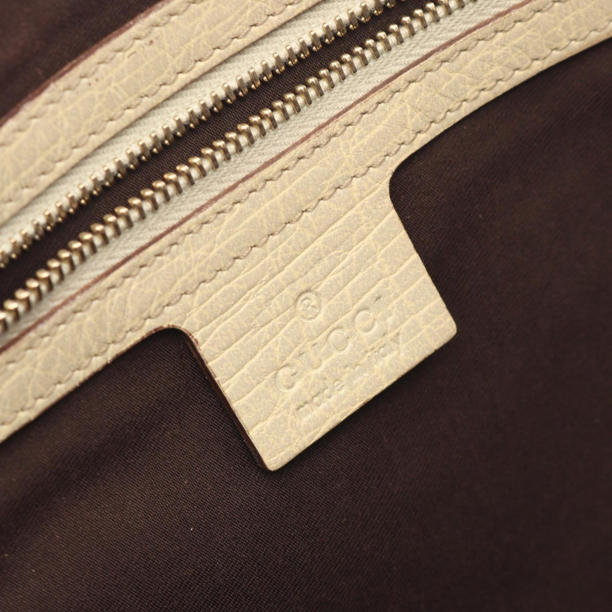 Gucci Beige Ivory Orange Canvas Leather Handbag Tote Bag (Pre-Owned)