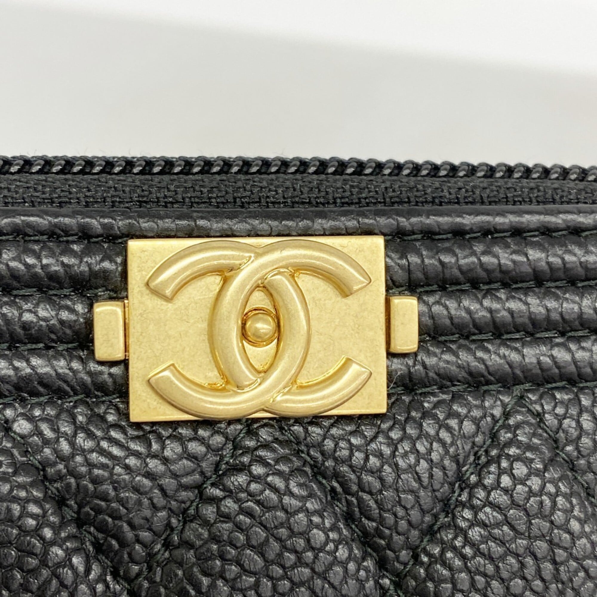 Chanel Black Grained Calfskin Coin Purse/Coin Case (Pre-Owned)
