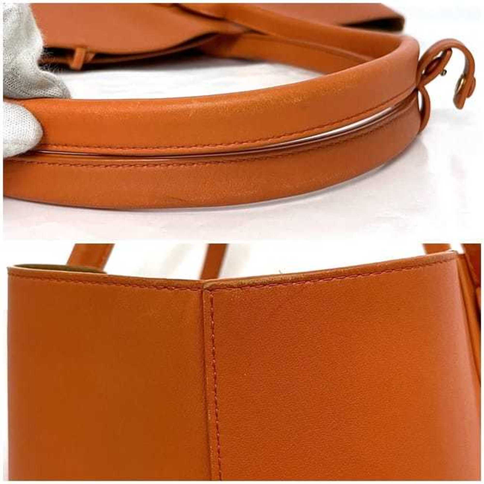 Bottega Veneta Orange Leather Basket Tote Bag (Pre-Owned)