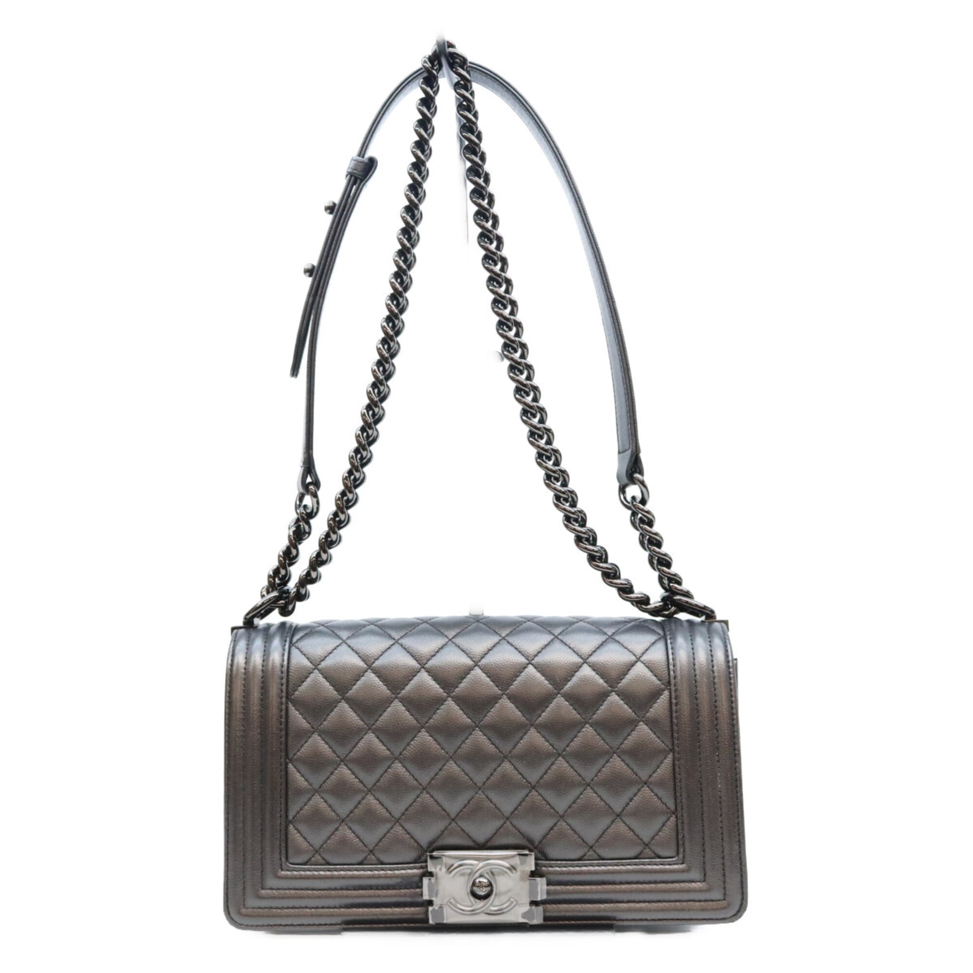 Chanel Black Grained Calfskin Shoulder Bag (Pre-Owned)