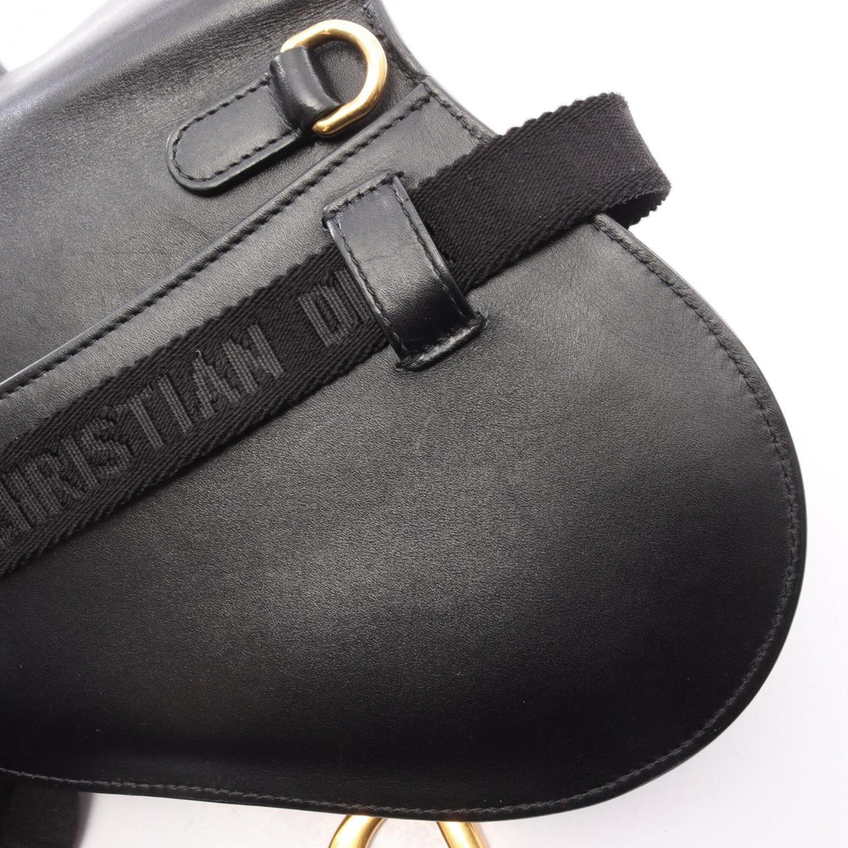 Christian Dior Black Leather Fanny Pack Handbag Saddle Bag (Pre-Owned)