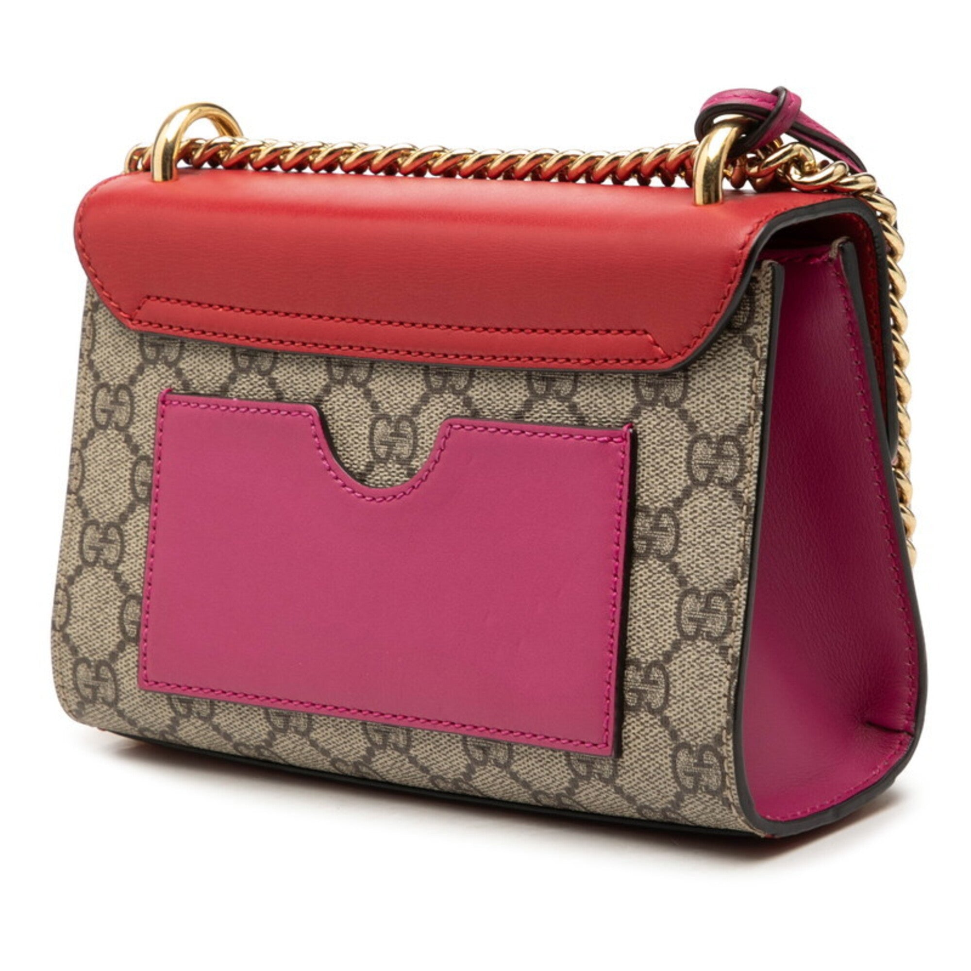 Gucci Beige Pink Red Color Pvc Leather Shoulder Bag (Pre-Owned)
