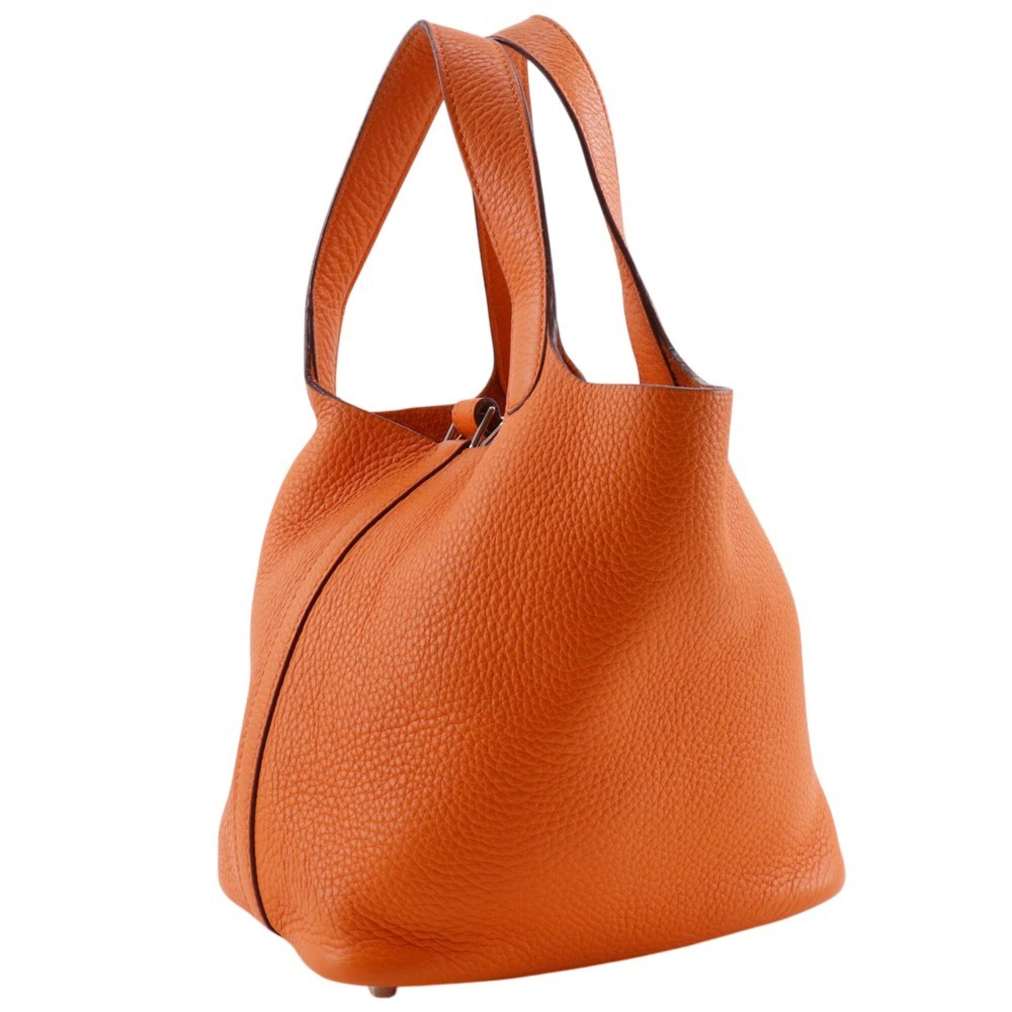 Hermes Orange Taurillon Clemence Leather Handbag (Pre-Owned)