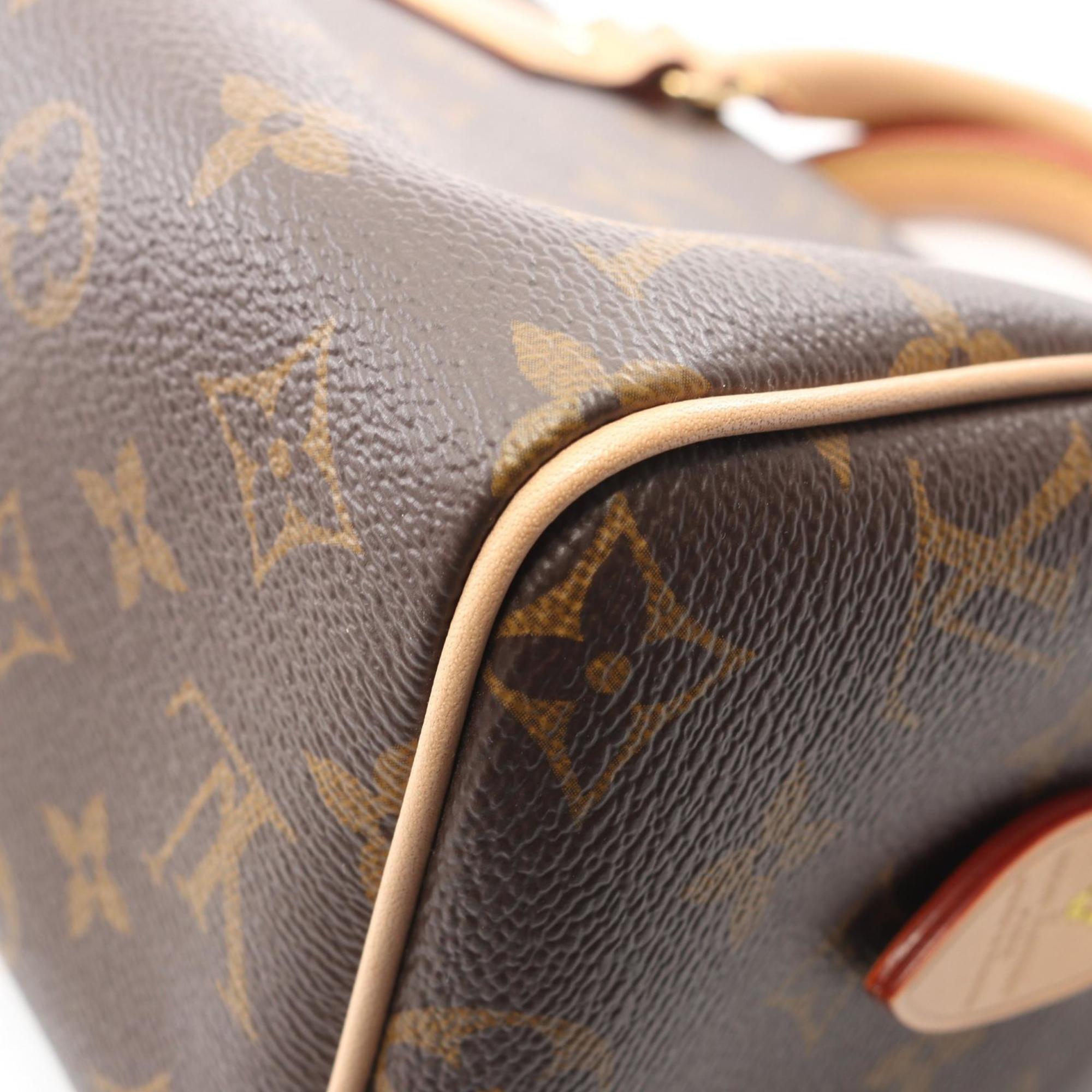 Louis Vuitton Beige Brown Monogram Coated Canvas Leather Handbag (Pre-Owned)
