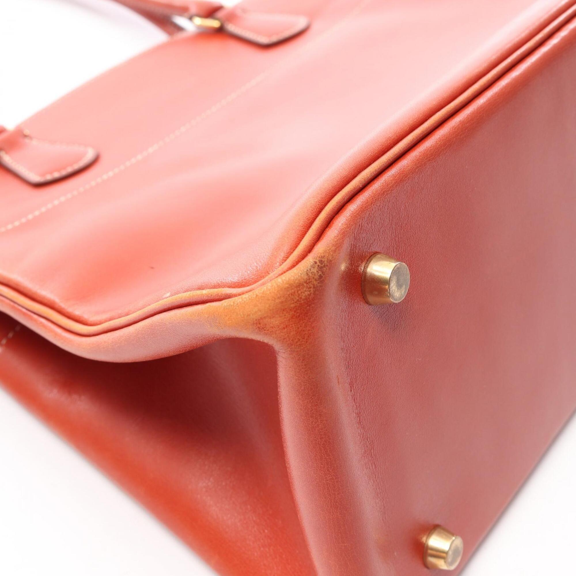 Hermes Brown Box Calf Leather Handbag Tote Bag (Pre-Owned)