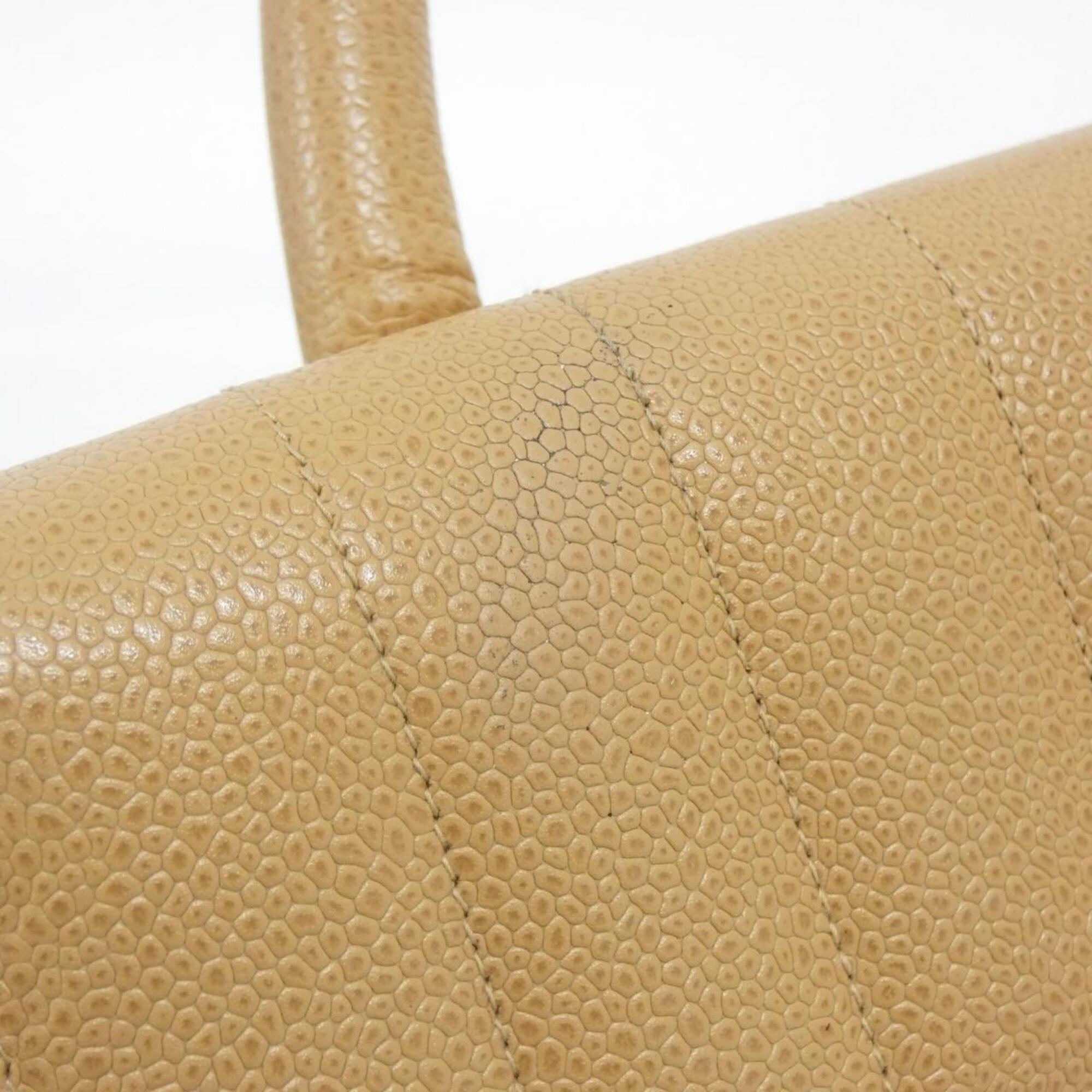 Chanel Beige Grained Calfskin Handbag (Pre-Owned)