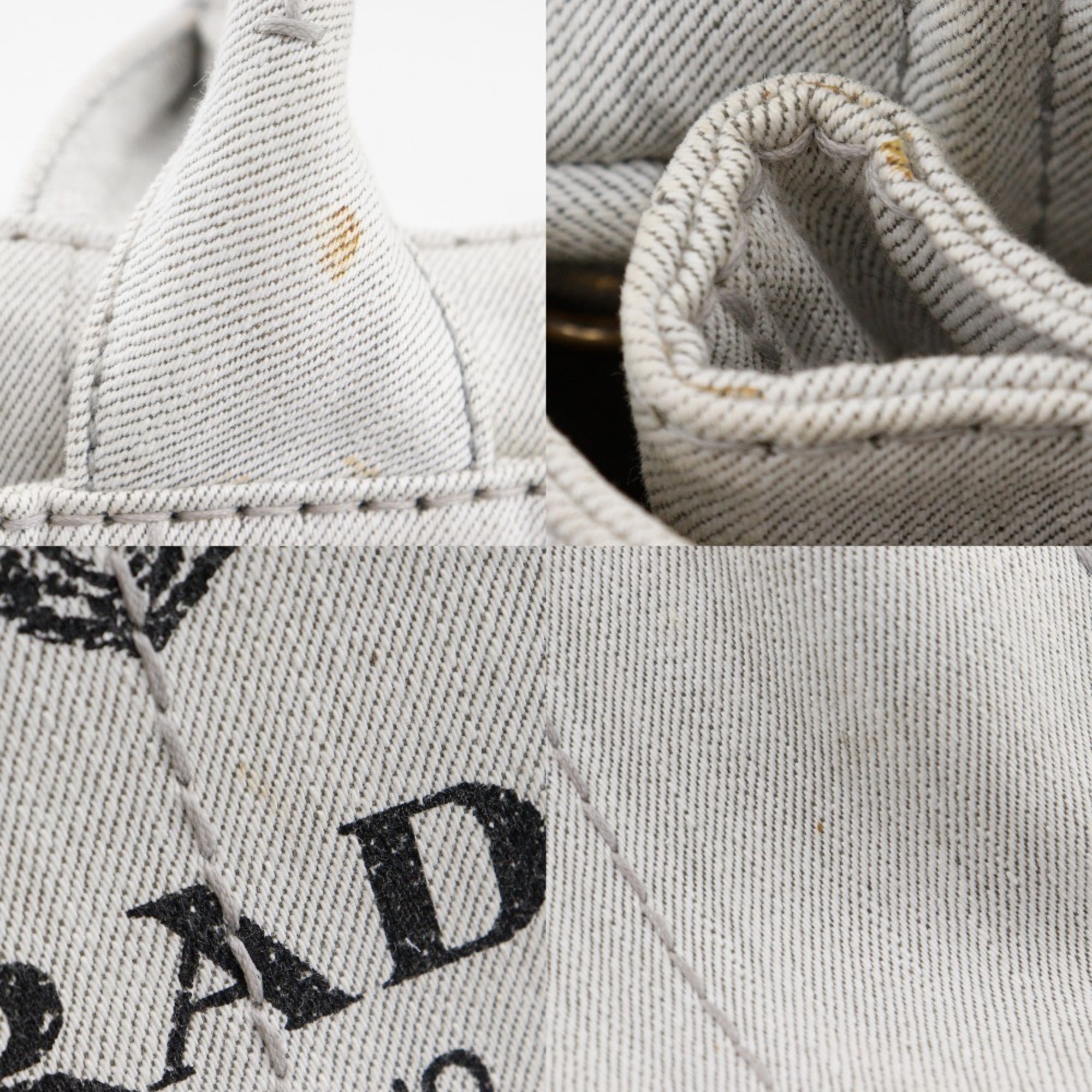 Prada Light Gray Denim Handbag (Pre-Owned)
