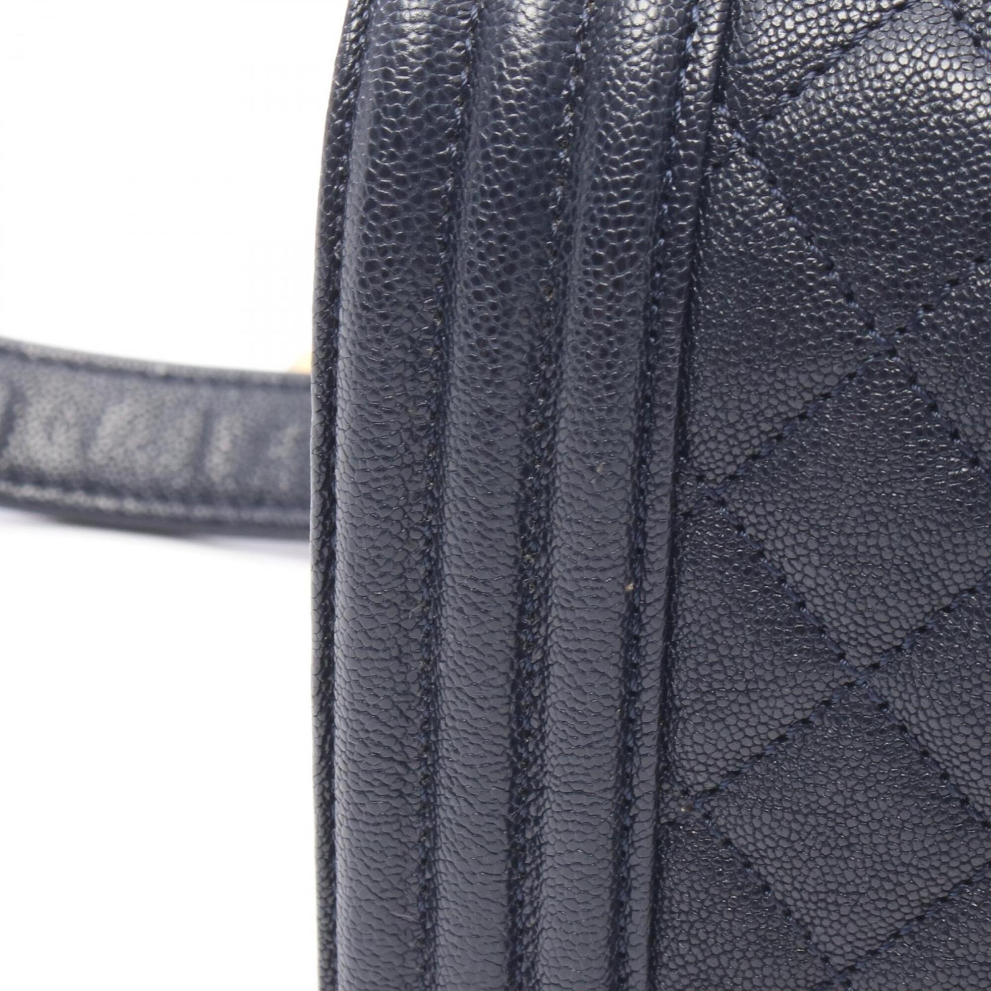 Chanel Boy Chanel Navy Leather Handbag Shoulder Bag (Pre-Owned)