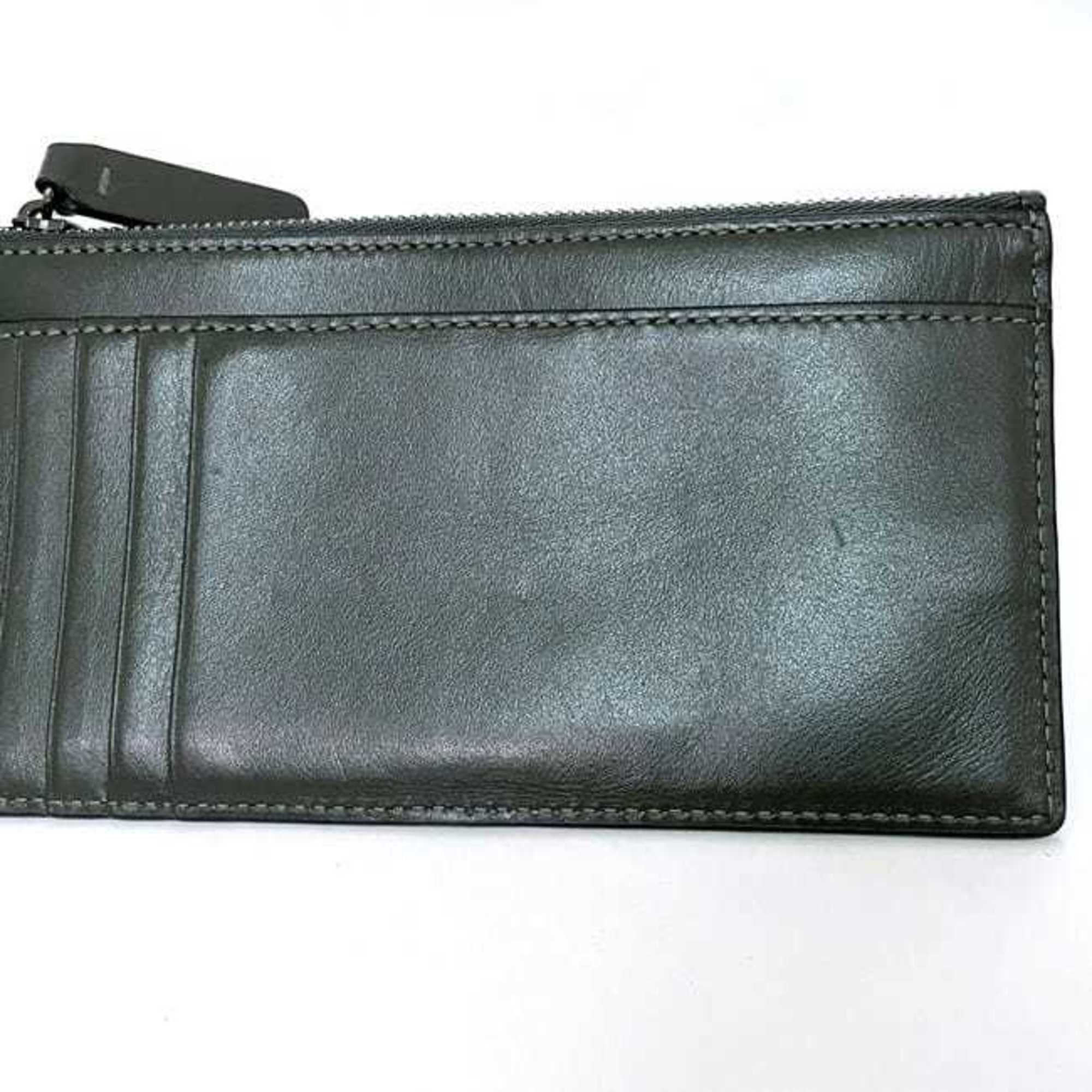 Jimmy Choo Khaki Navy Leather Coin Purse/Coin Case (Pre-Owned)