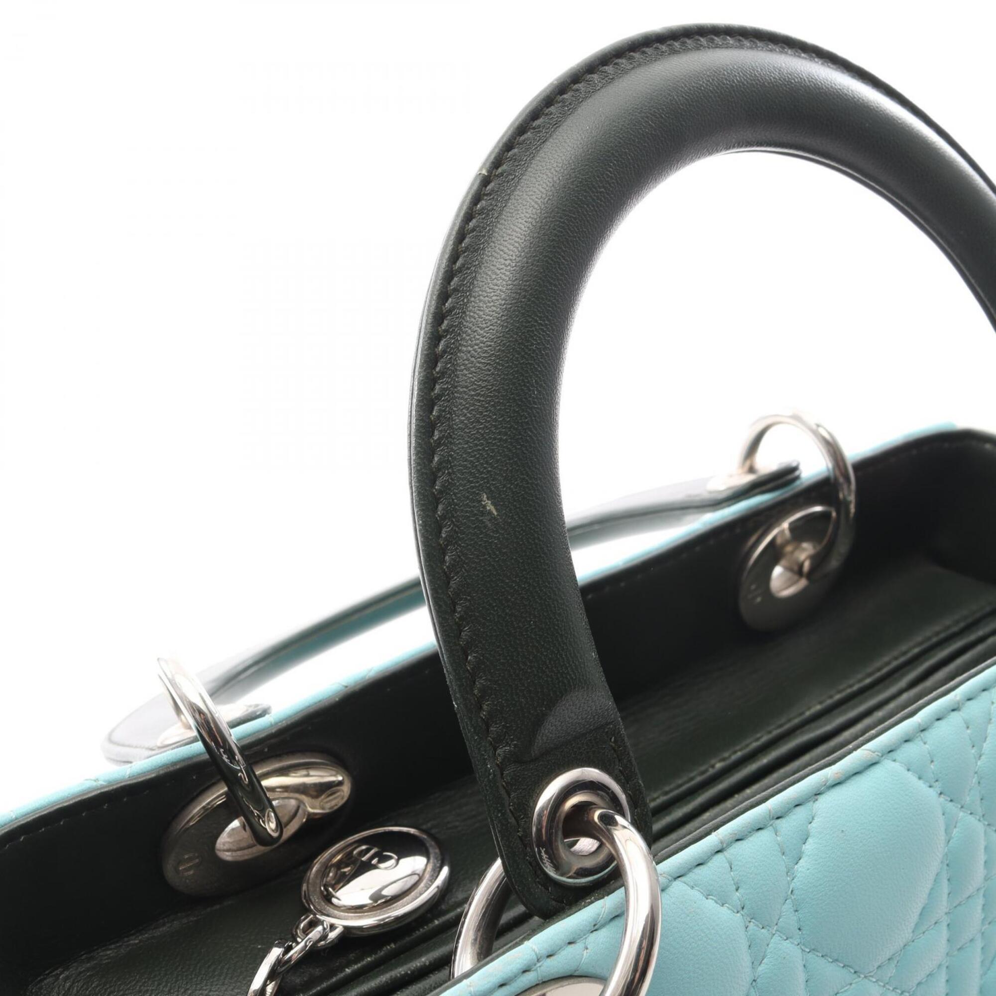 Christian Dior Blue Green Ivory Leather Handbag (Pre-Owned)