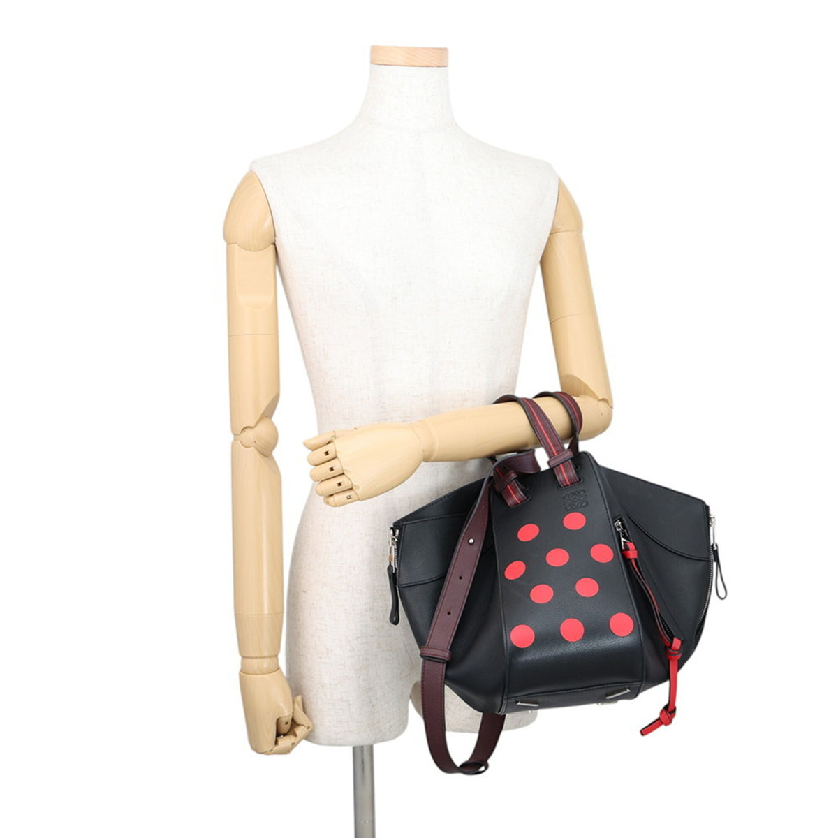 Loewe Hammock Black Red Color Leather Handbag Shoulder Bag (Pre-Owned)