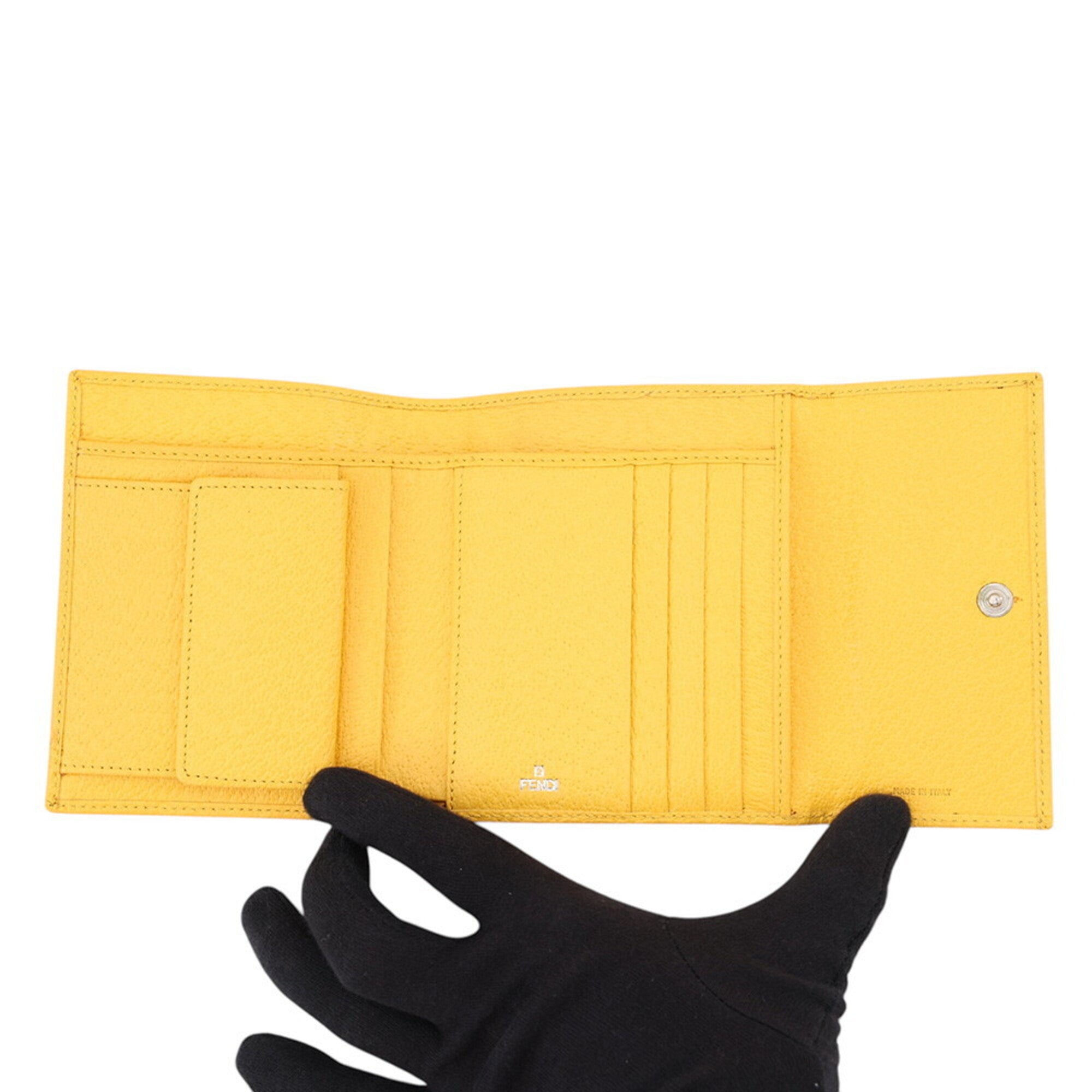 Fendi Zucca Yellow Nylon Canvas Leather Wallet (Tri-Fold) (Pre-Owned)
