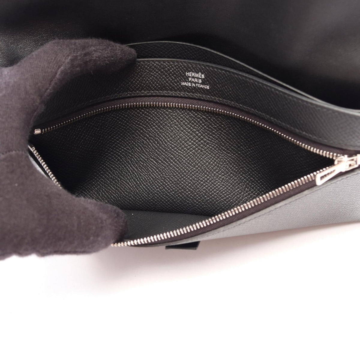 Hermes Black Epsom Leather Leather Long Wallet (Bi-Fold) (Pre-Owned)