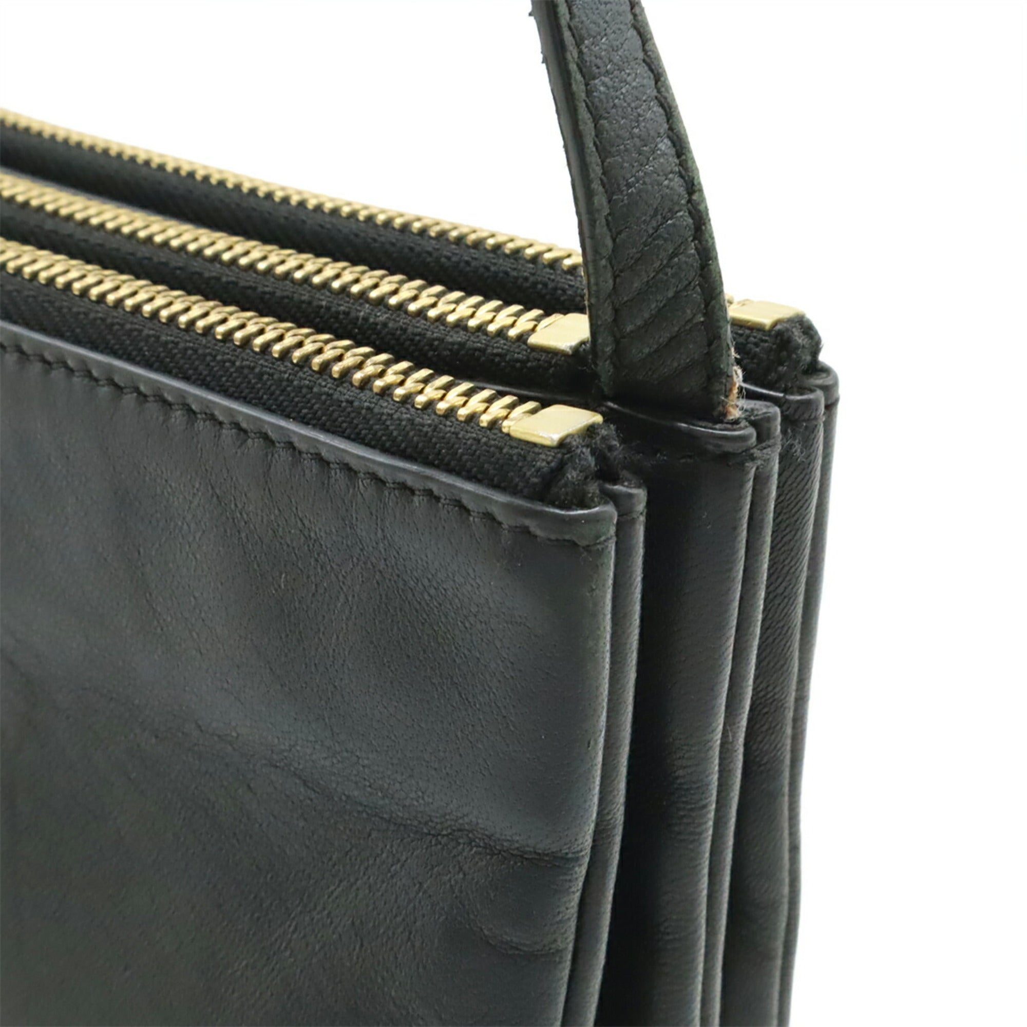 Celine Black Leather Handbag Pochette Pouch Shoulder Bag (Pre-Owned)