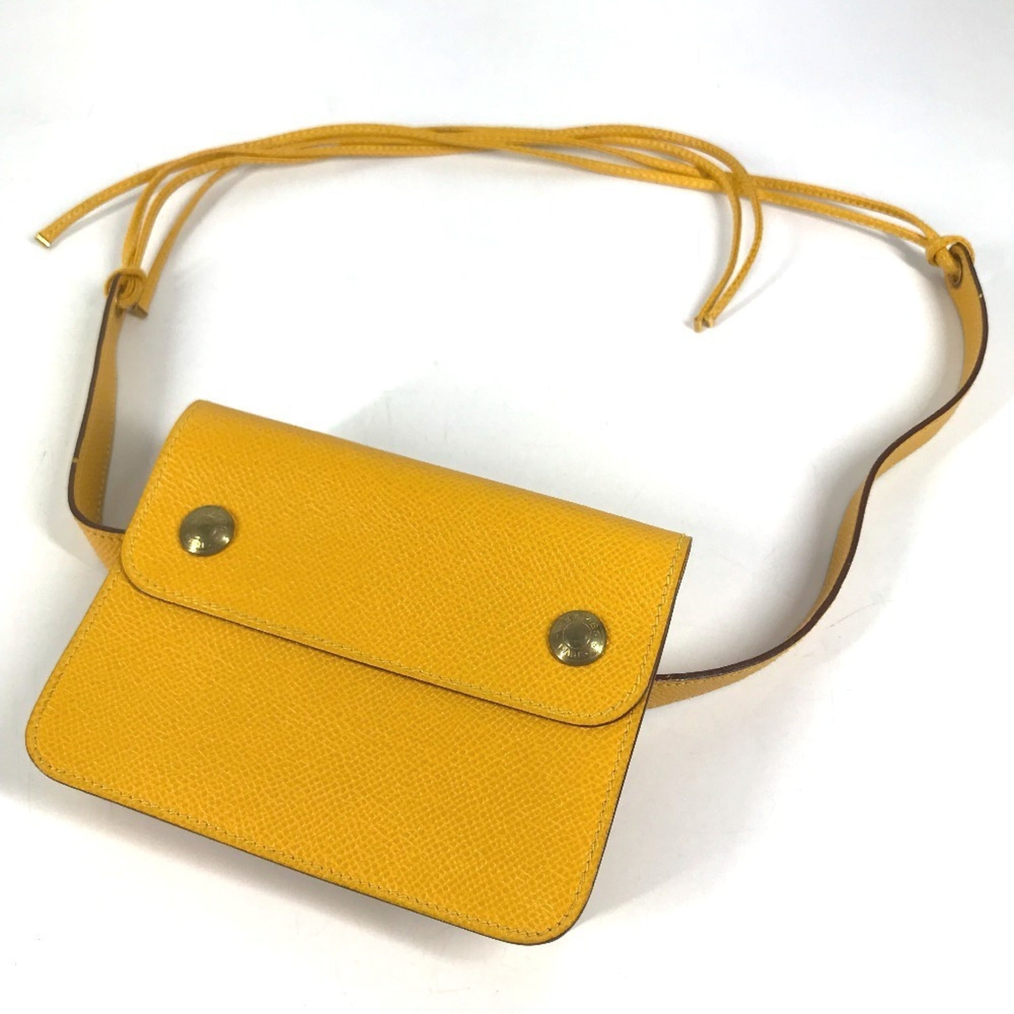 Hermes Yellow Courchevel Leather Fanny Pack Pochette Sling Bag (Pre-Owned)